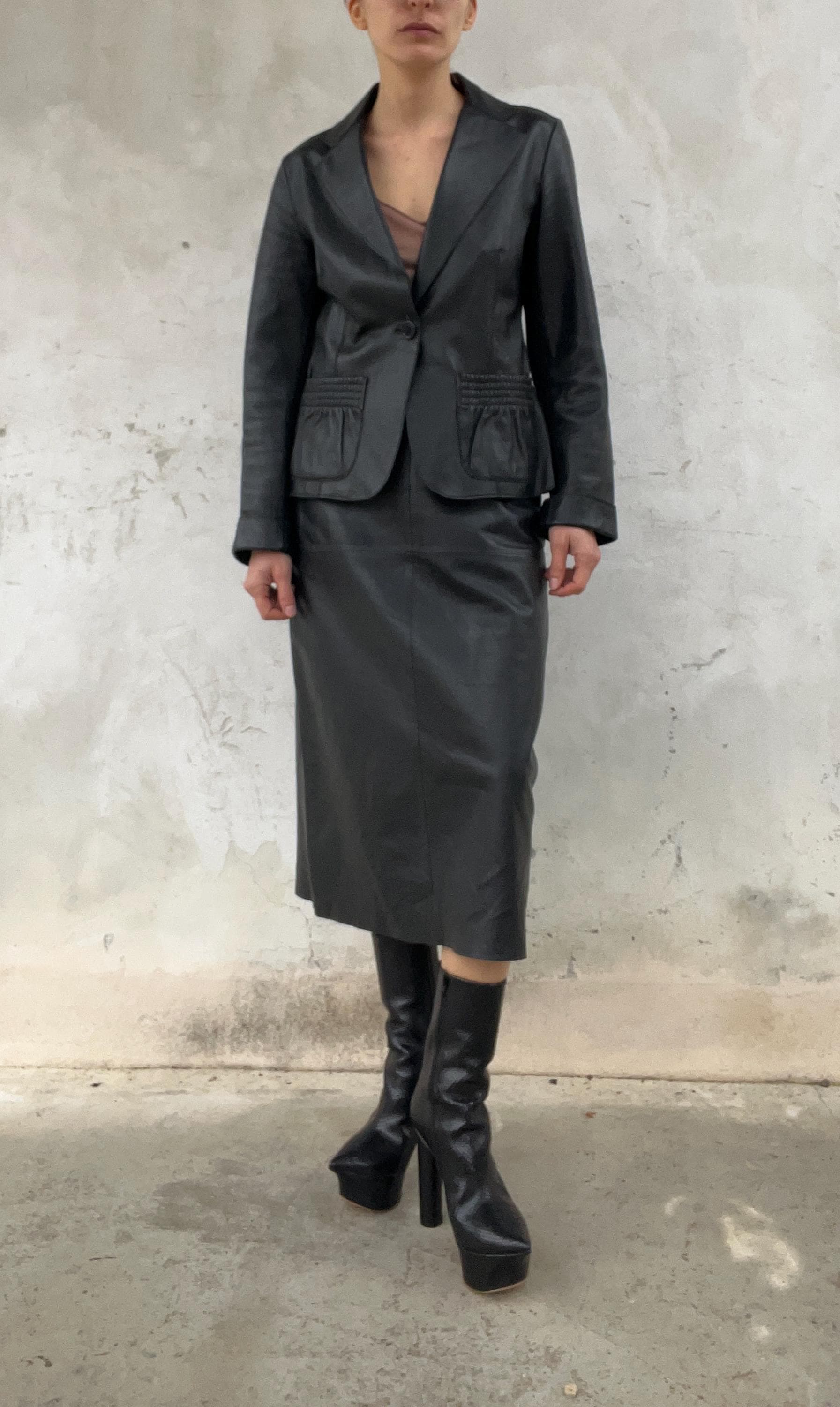 Gonna di pelle vintage nera