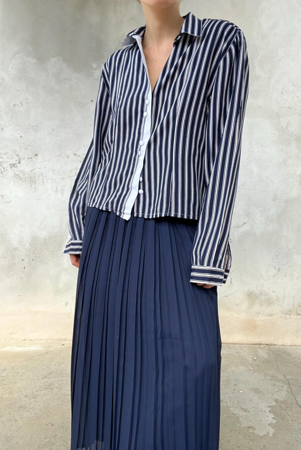 Camicia crop gessata