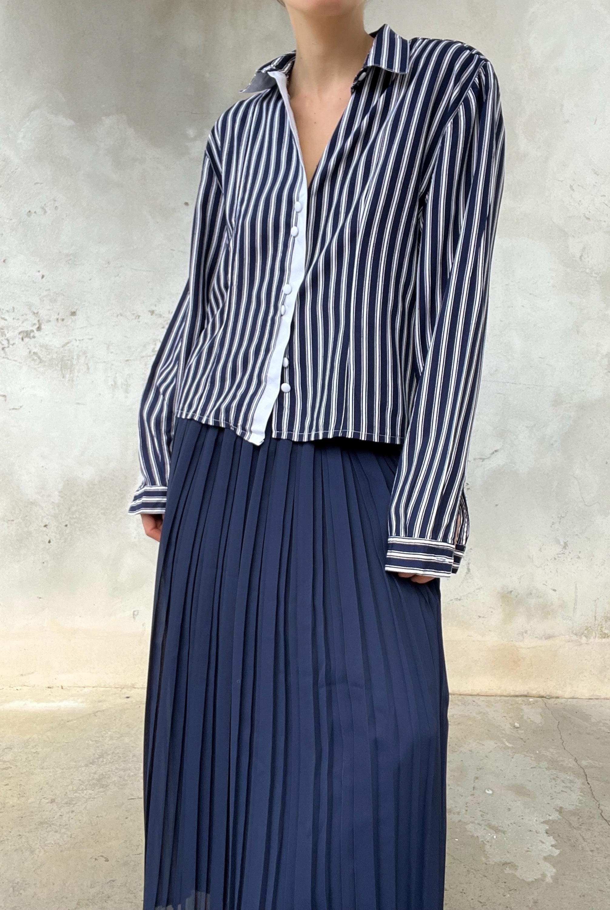 Camicia crop gessata