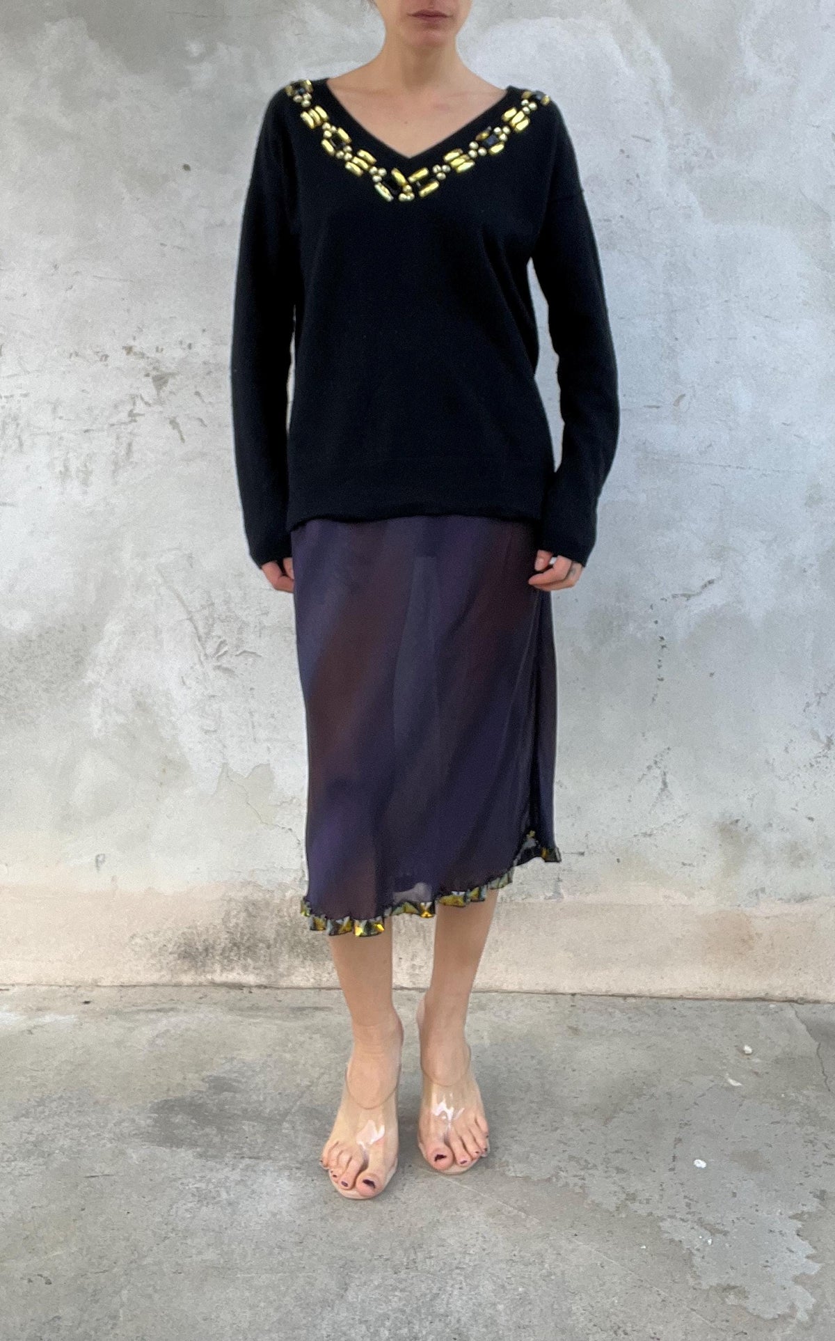 Maglione cashmere con pietre