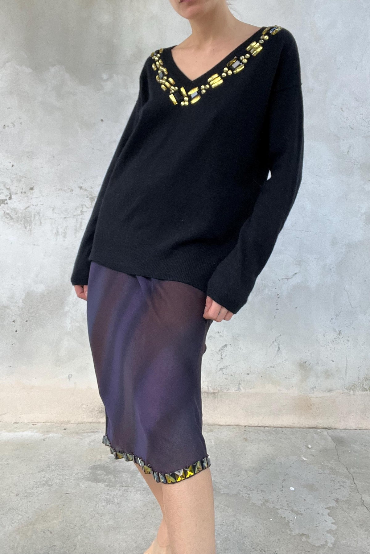 Maglione cashmere con pietre