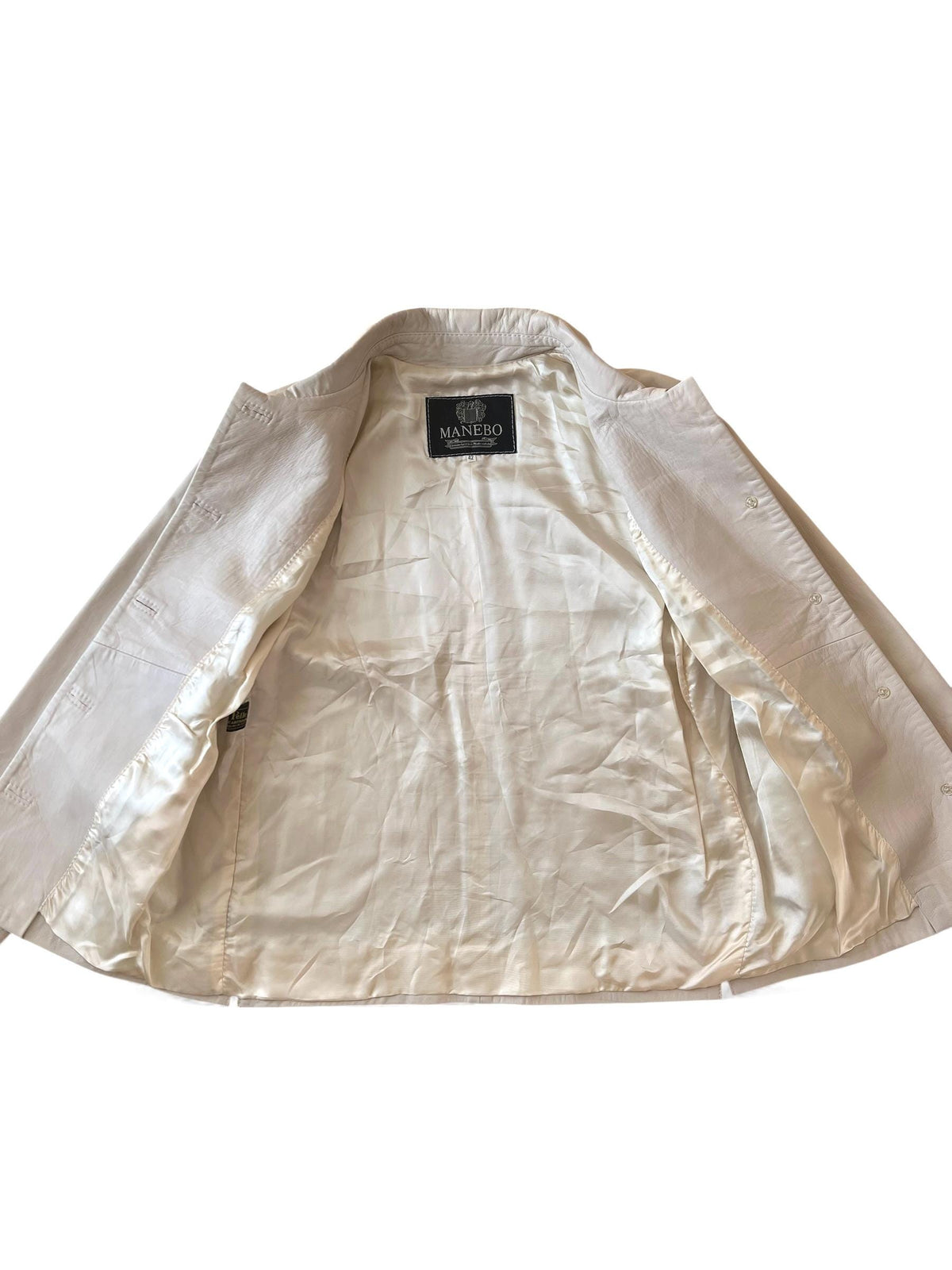 Giacca vintage di pelle chiara panna / beige freddo
