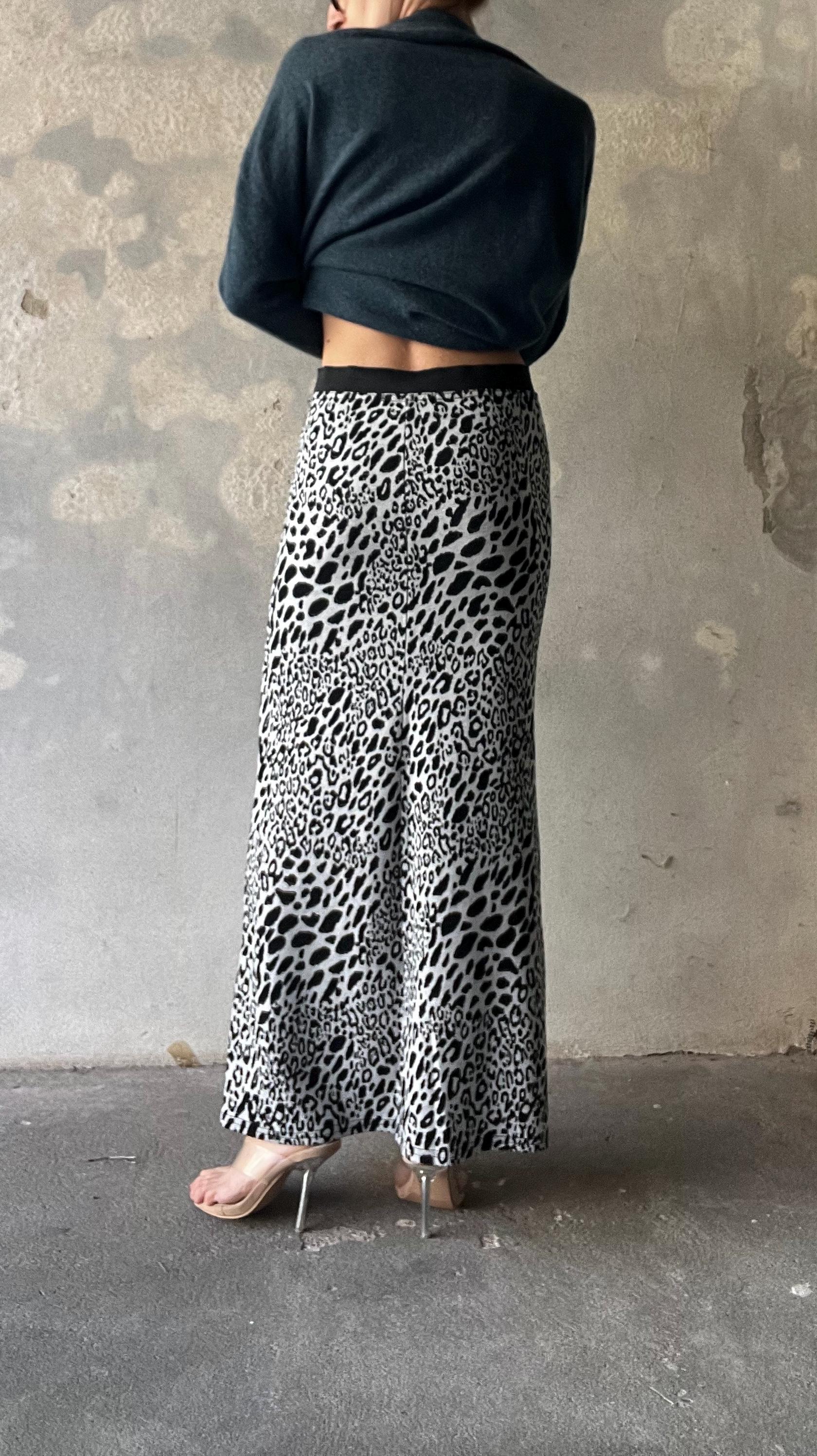 Gonna lunga leopardata in maglia