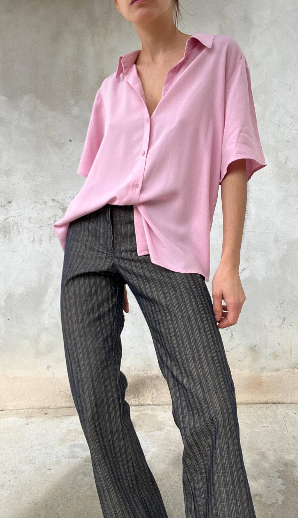 Camicia ampia manica corta rosa