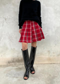 Mini gonna rossa tartan a pieghe