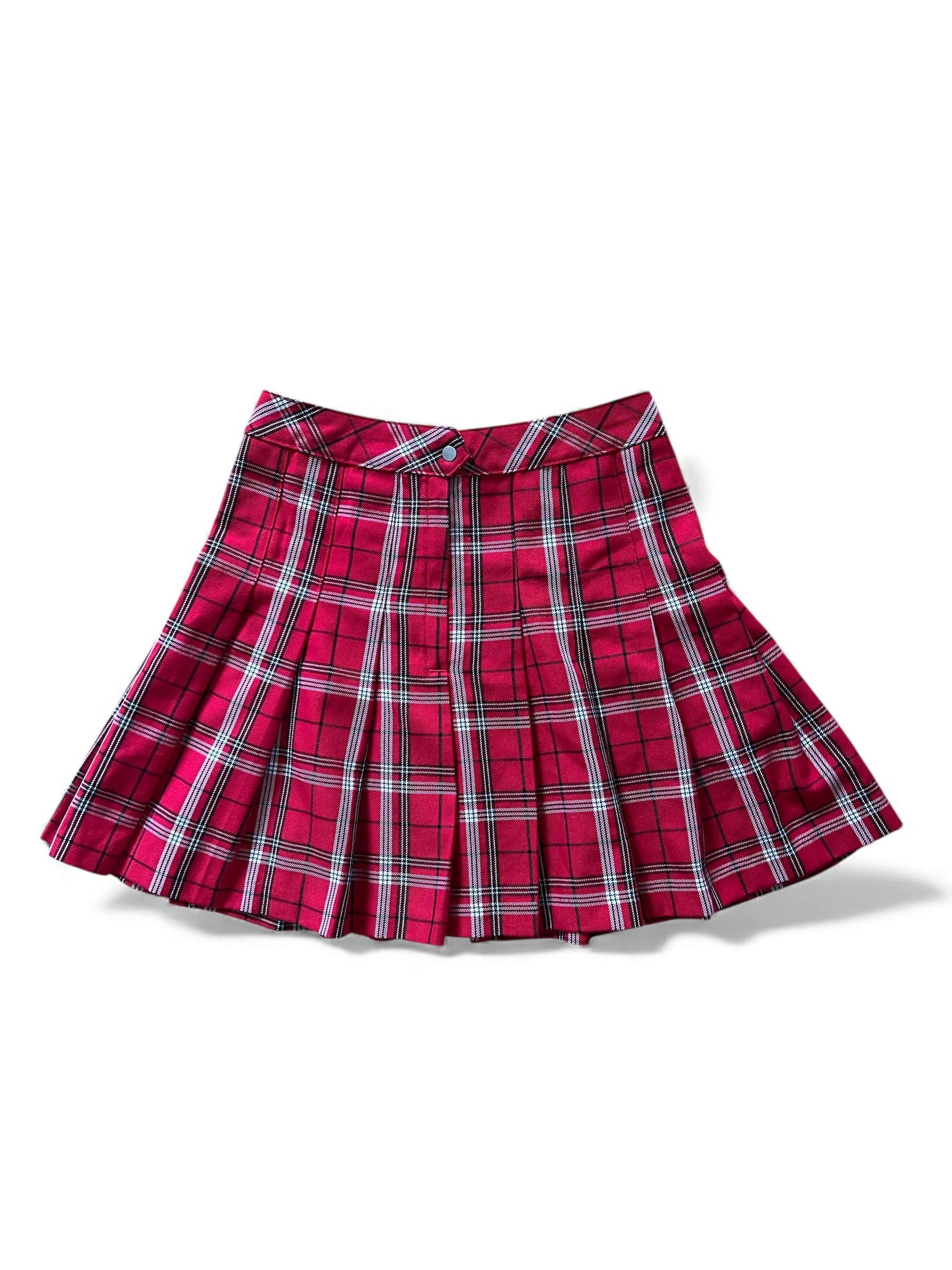 Mini gonna rossa tartan a pieghe