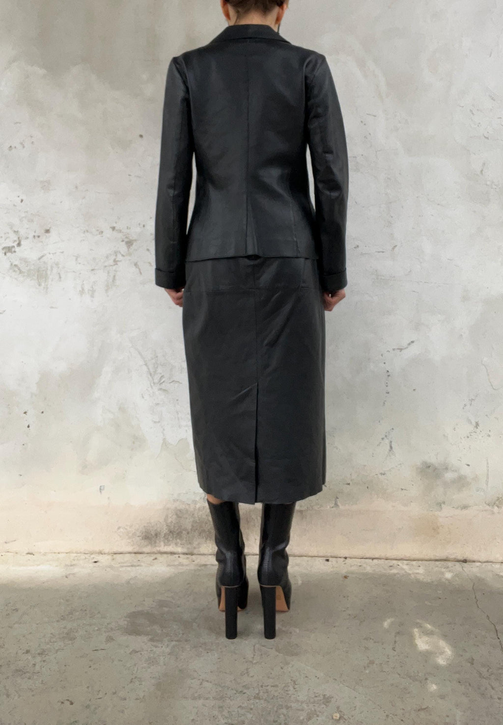 Giacca fitted di pelle nera morbida