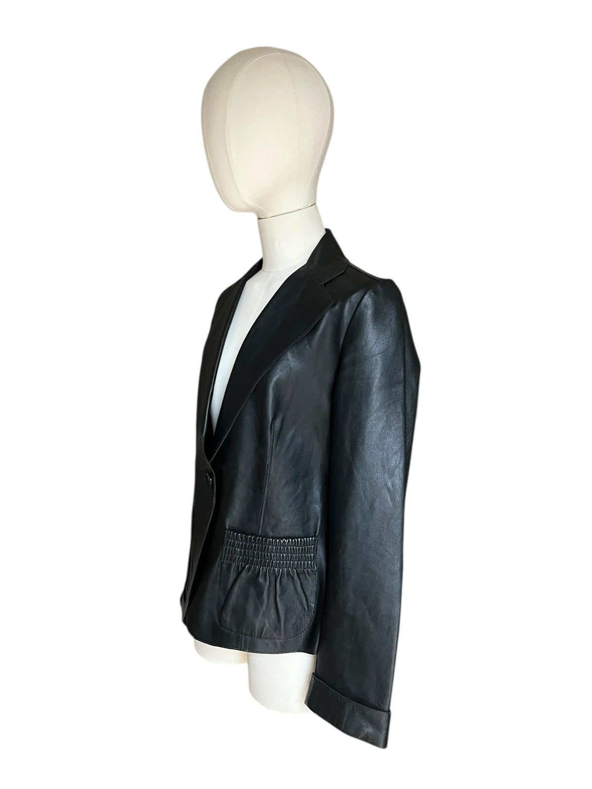 Giacca fitted di pelle nera morbida
