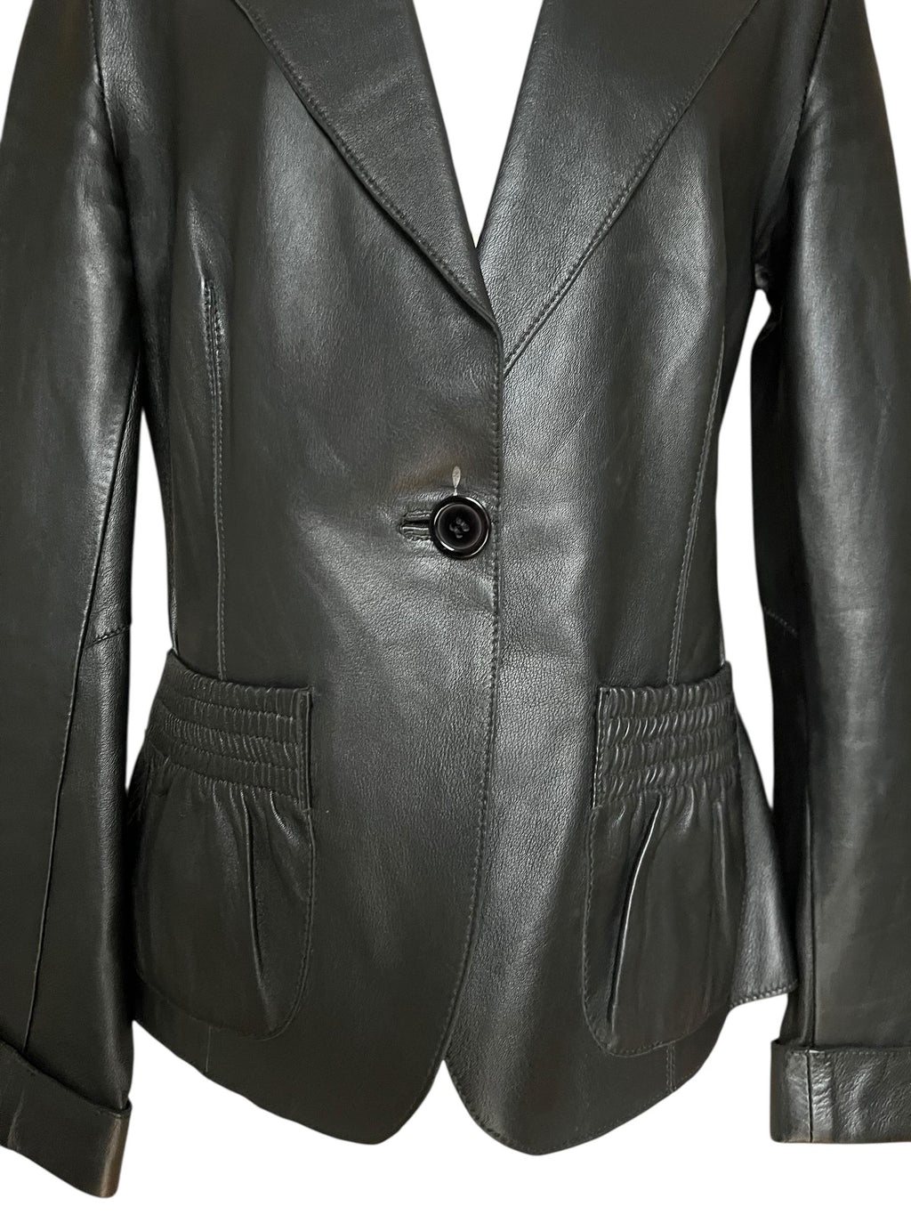 Giacca fitted di pelle nera morbida