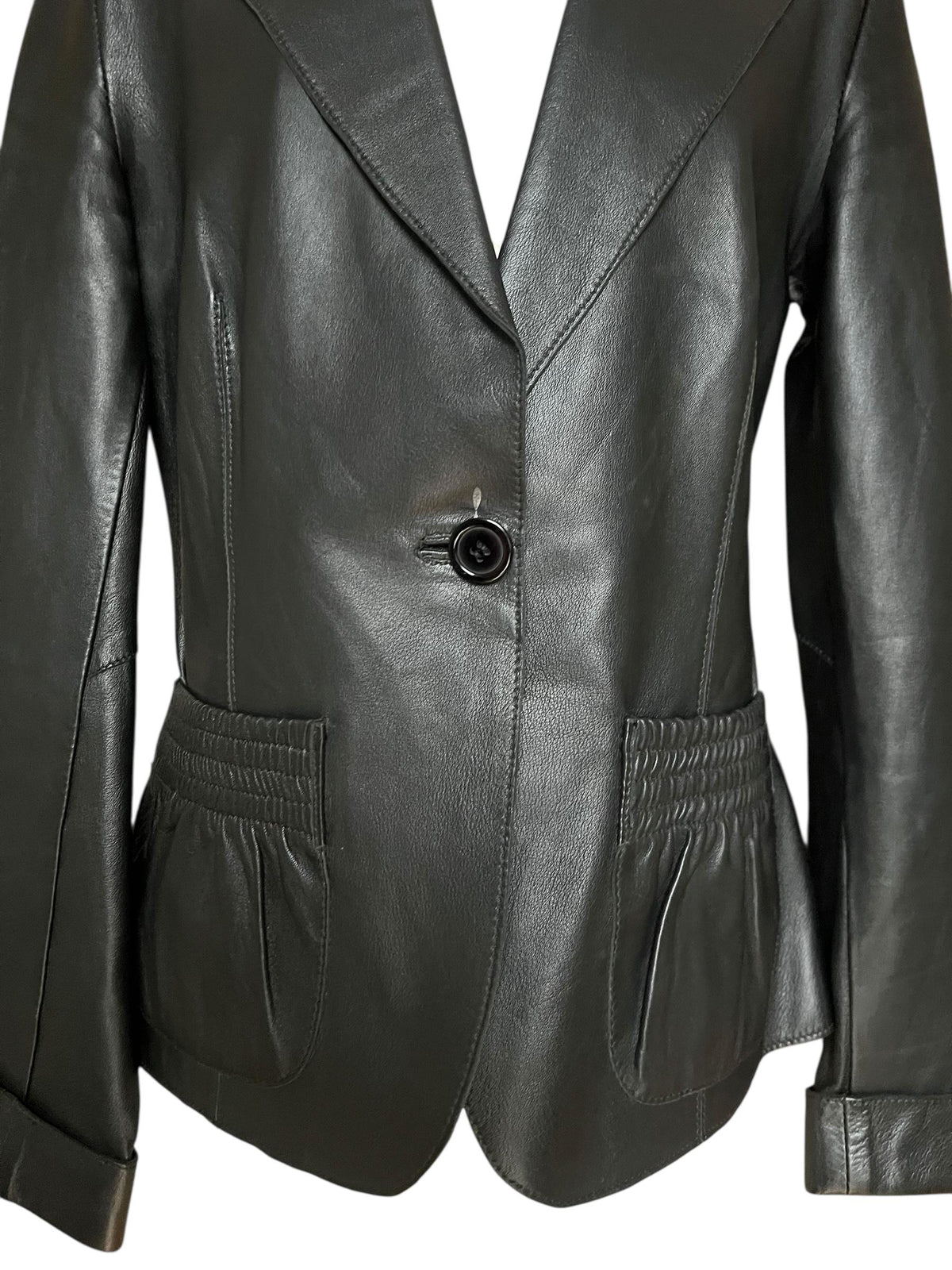 Giacca fitted di pelle nera morbida