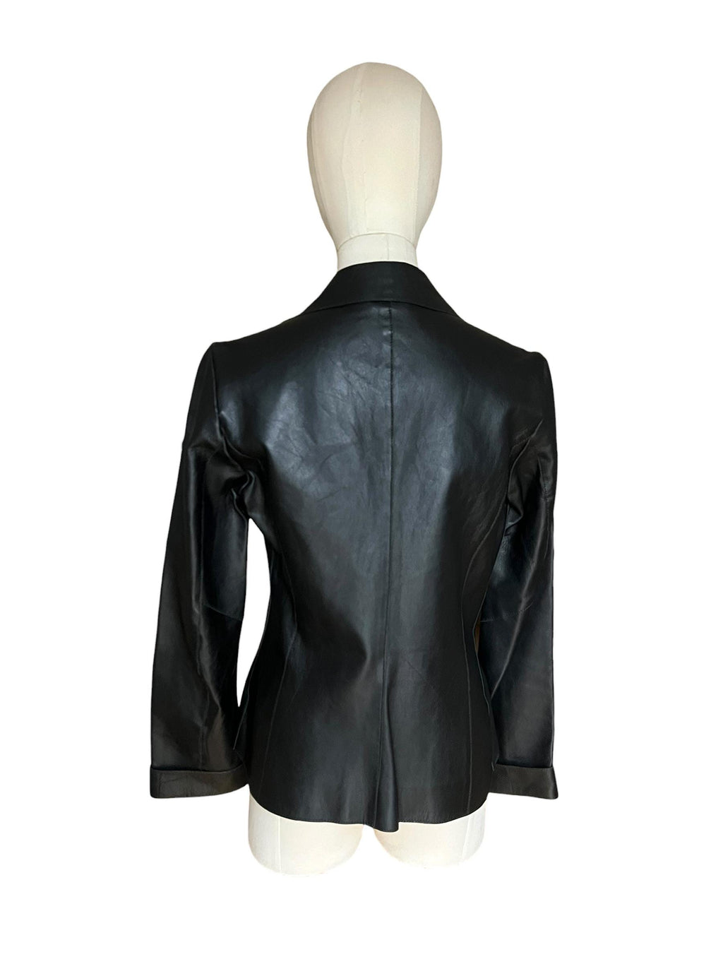 Giacca fitted di pelle nera morbida