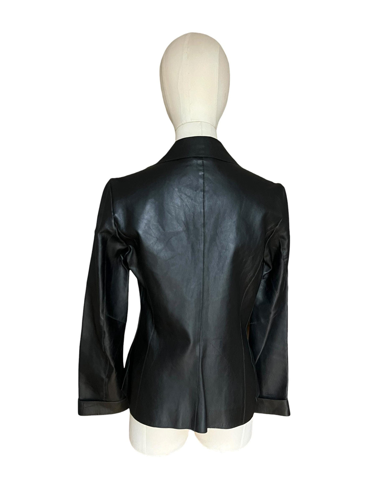 Giacca fitted di pelle nera morbida