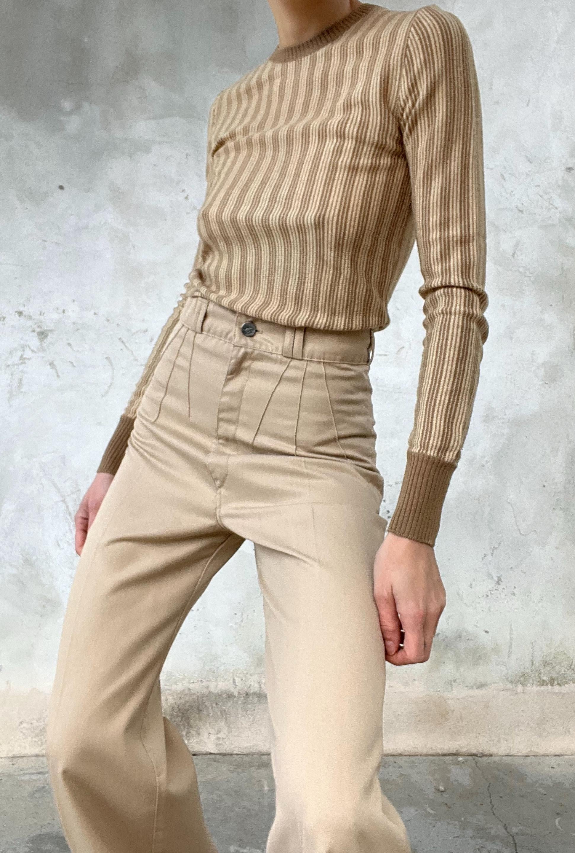 Pantaloni a gamba ampia beige