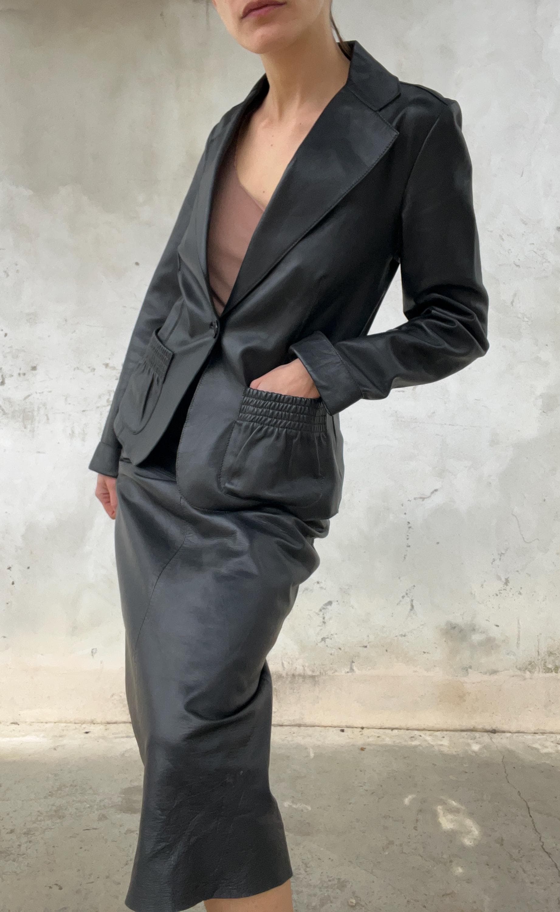Gonna di pelle vintage nera
