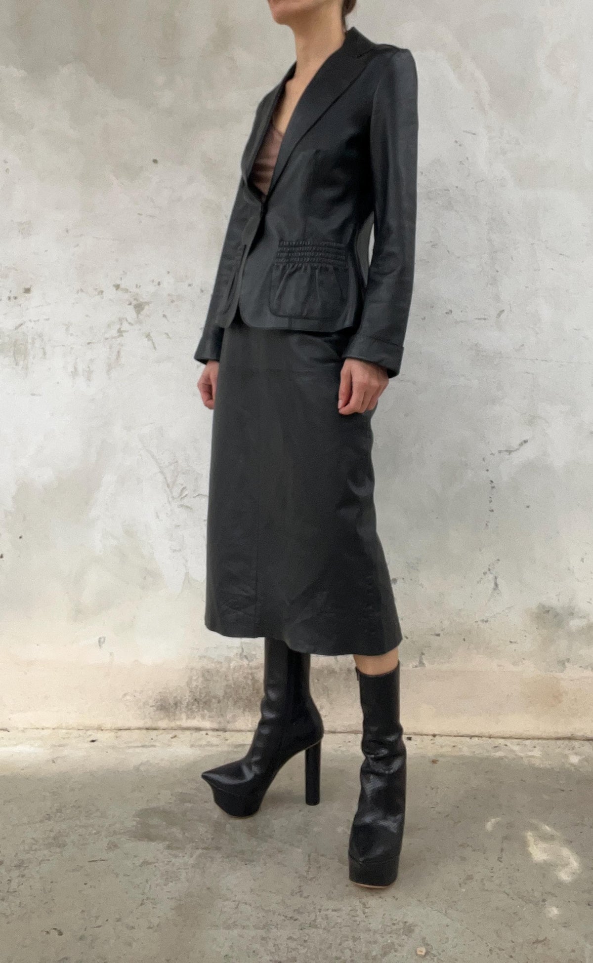 Gonna di pelle vintage nera