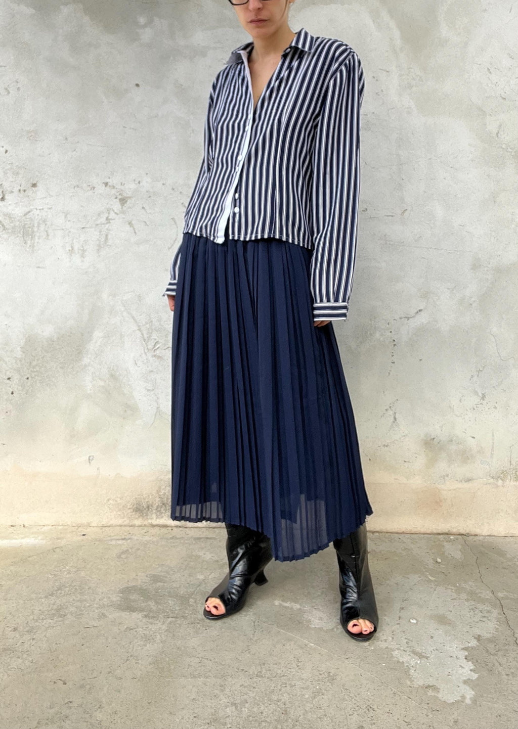 Camicia crop gessata