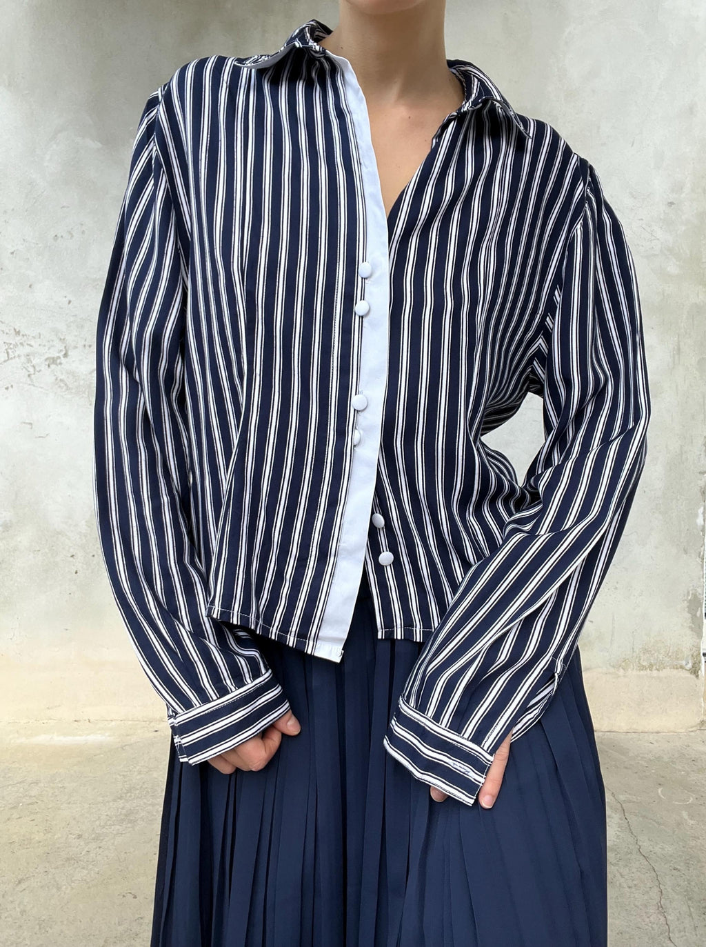 Camicia crop gessata