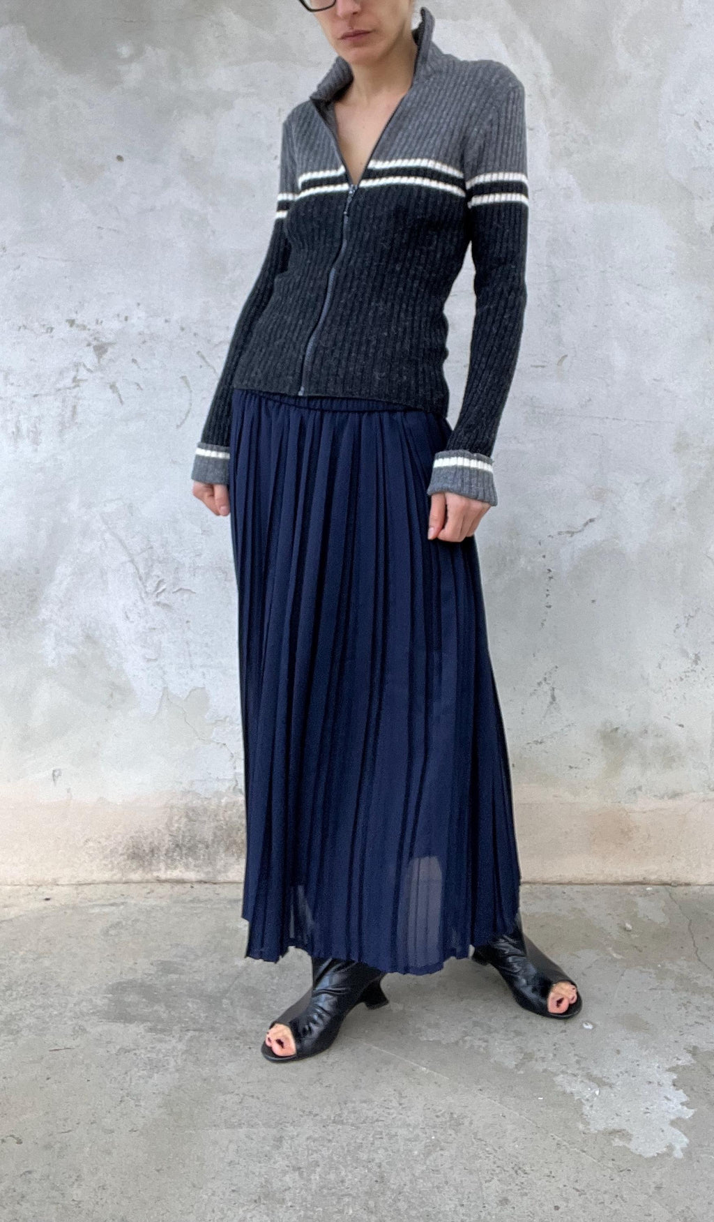 Collage style vintage zip jumper