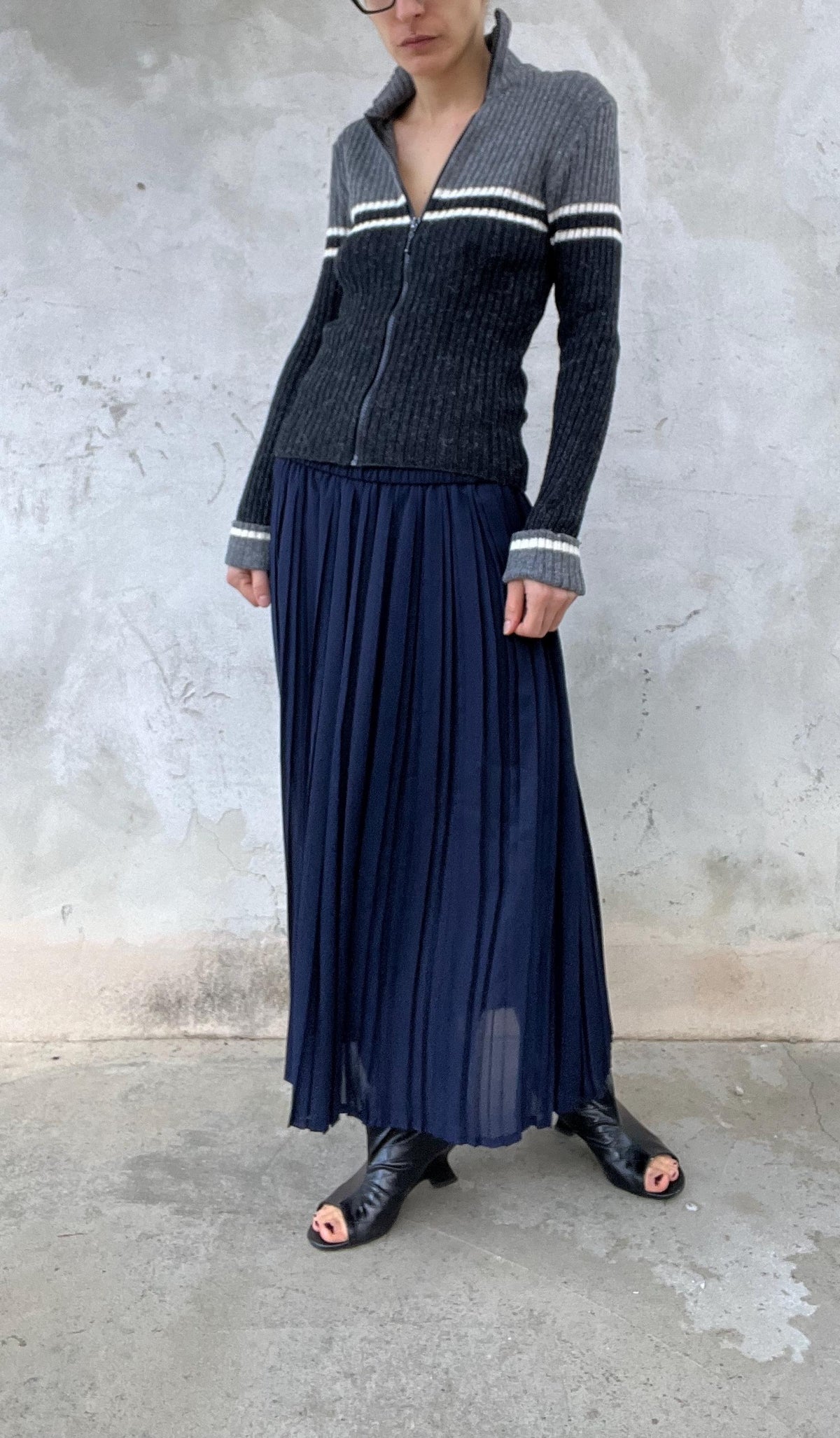Collage style vintage zip jumper