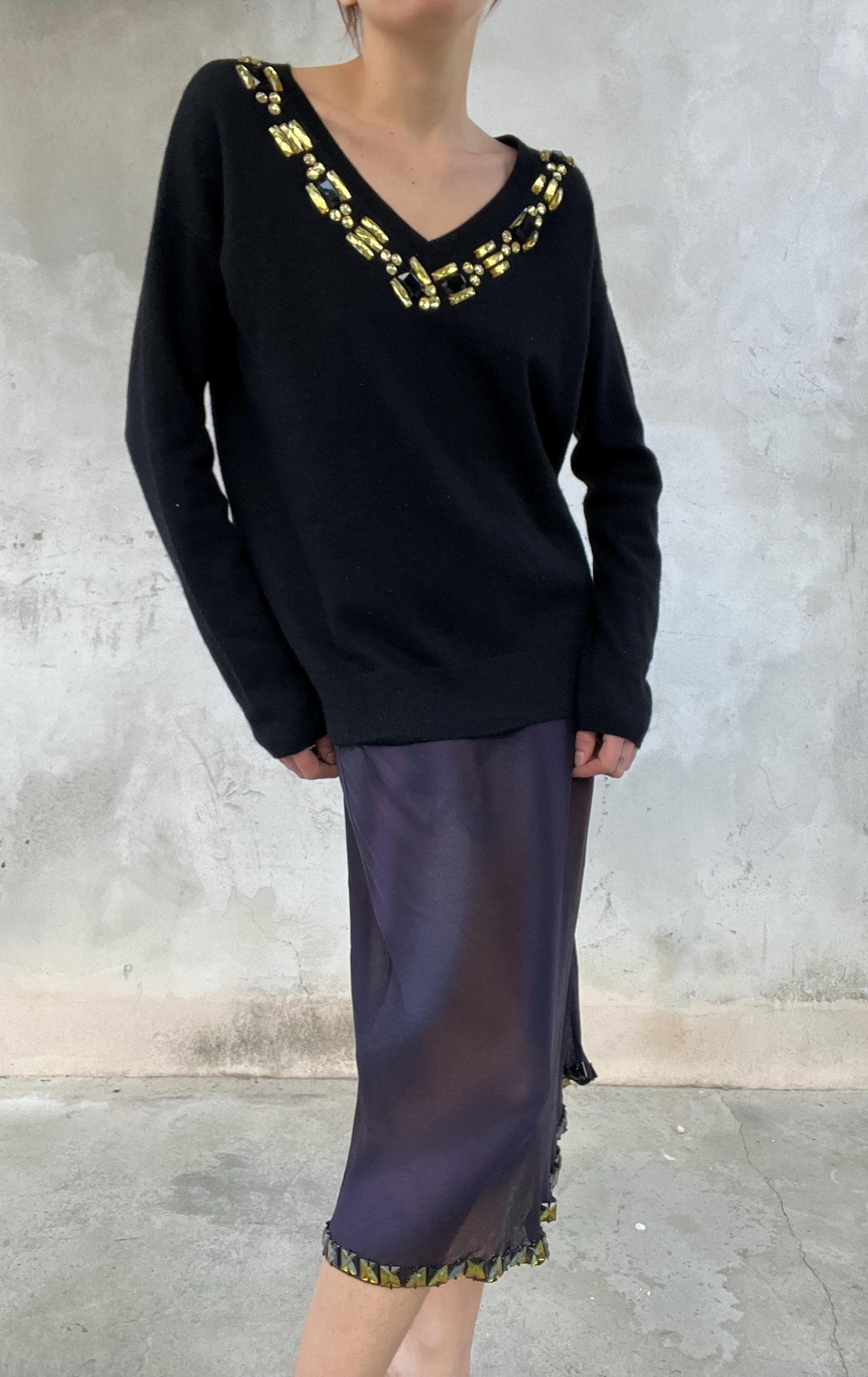 Maglione cashmere con pietre