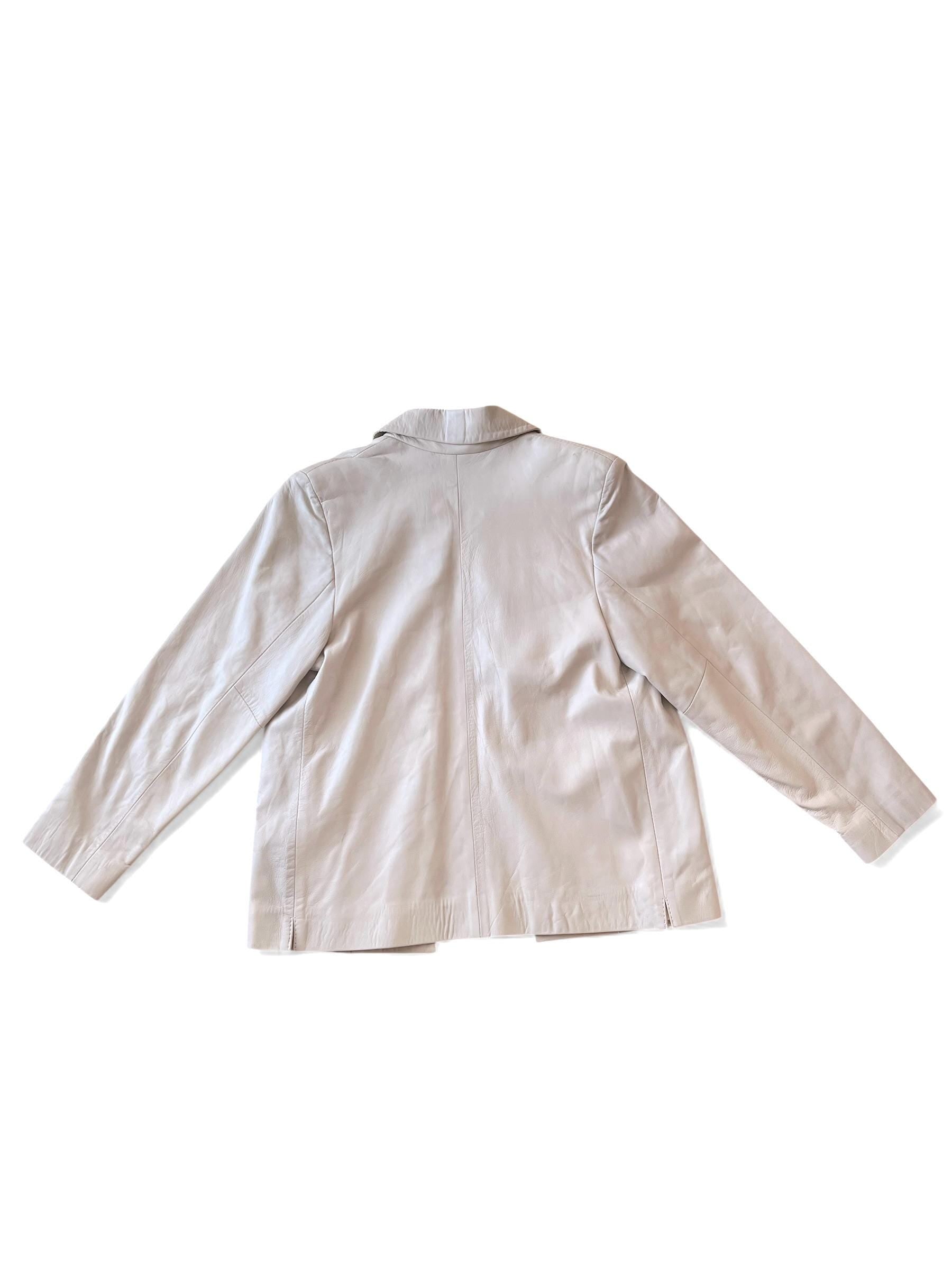 Giacca vintage di pelle chiara panna / beige freddo
