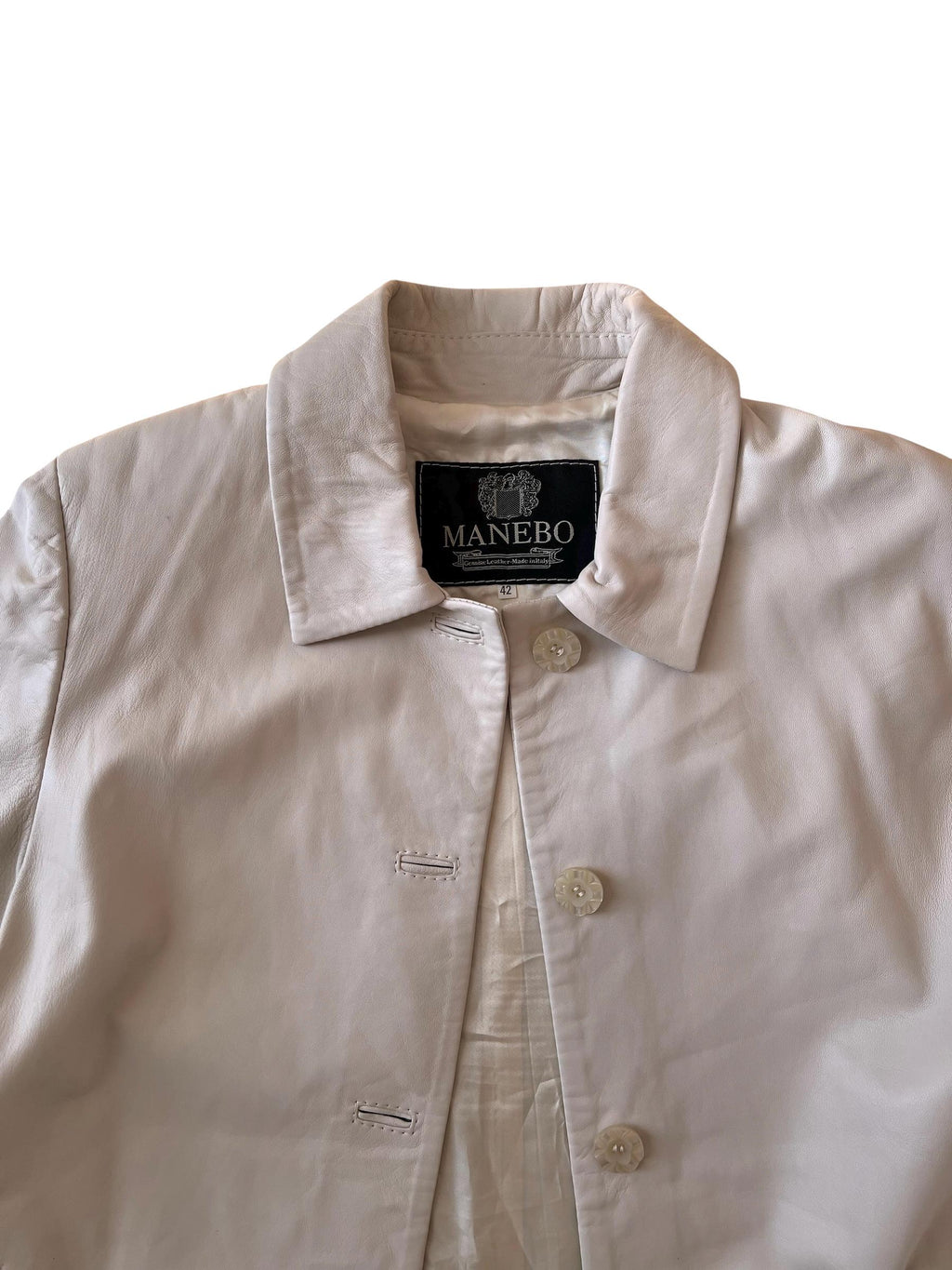 Giacca vintage di pelle chiara panna / beige freddo