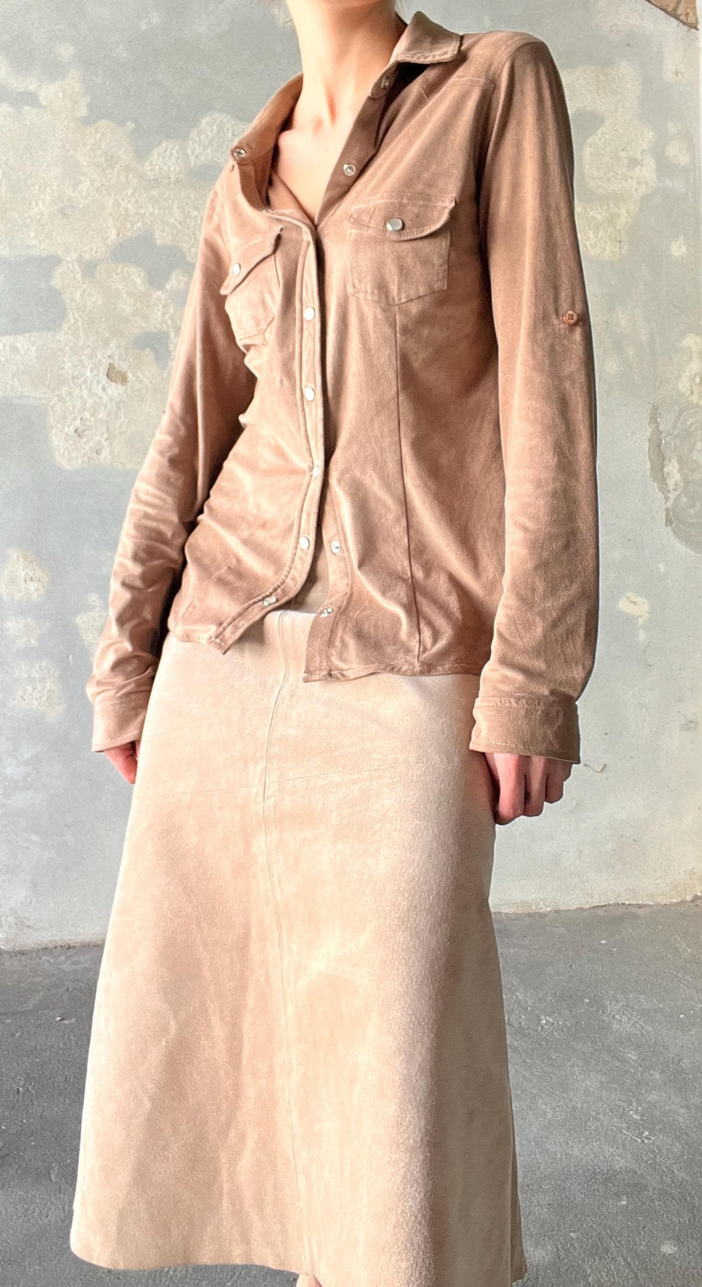 Camicia effetto suede, morbida al tatto