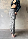 Gonna lunga leopardata in maglia