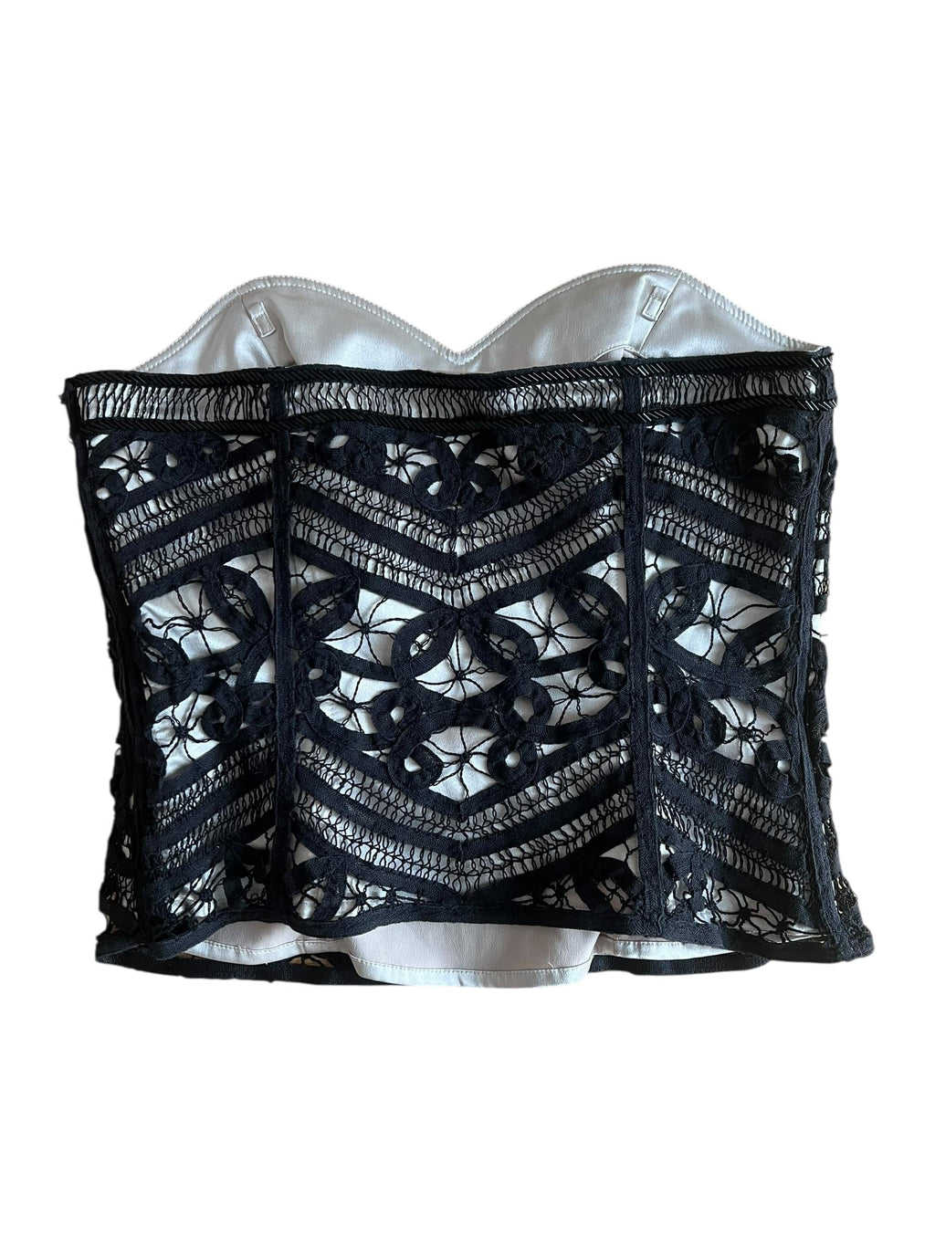 Corsetto di pizzo nero ricamato con canottiglie