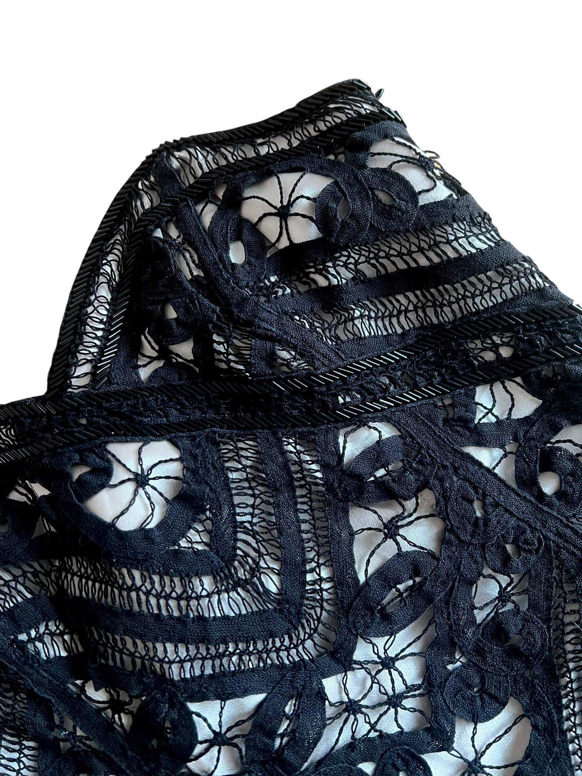 Corsetto di pizzo nero ricamato con canottiglie