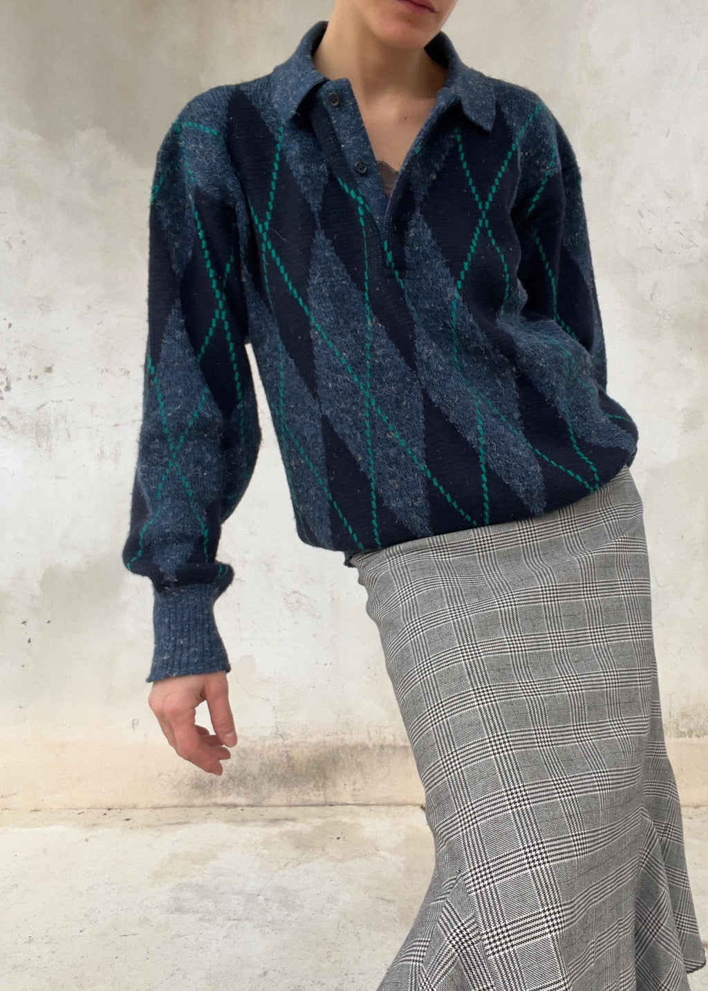 Jumper in lana con colletto polo