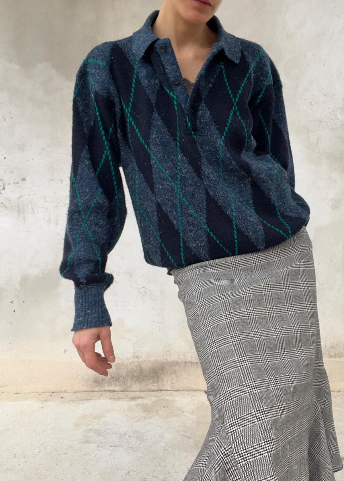 Jumper in lana con colletto polo