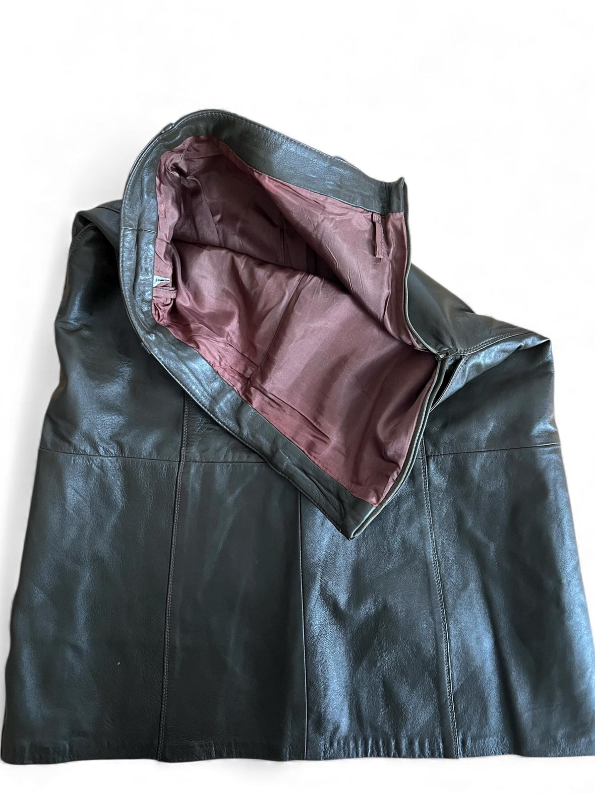 Gonna vintage in pelle color cioccolato