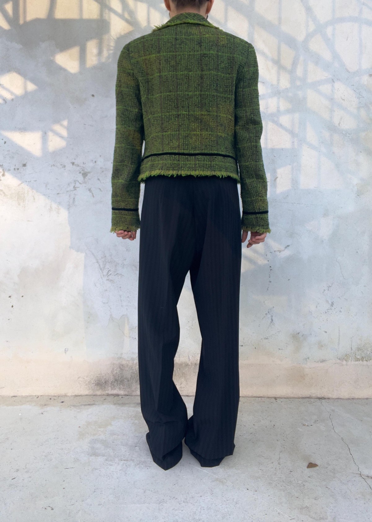 Pantaloni Gessati Vintage Y2K con Borchie Metalliche