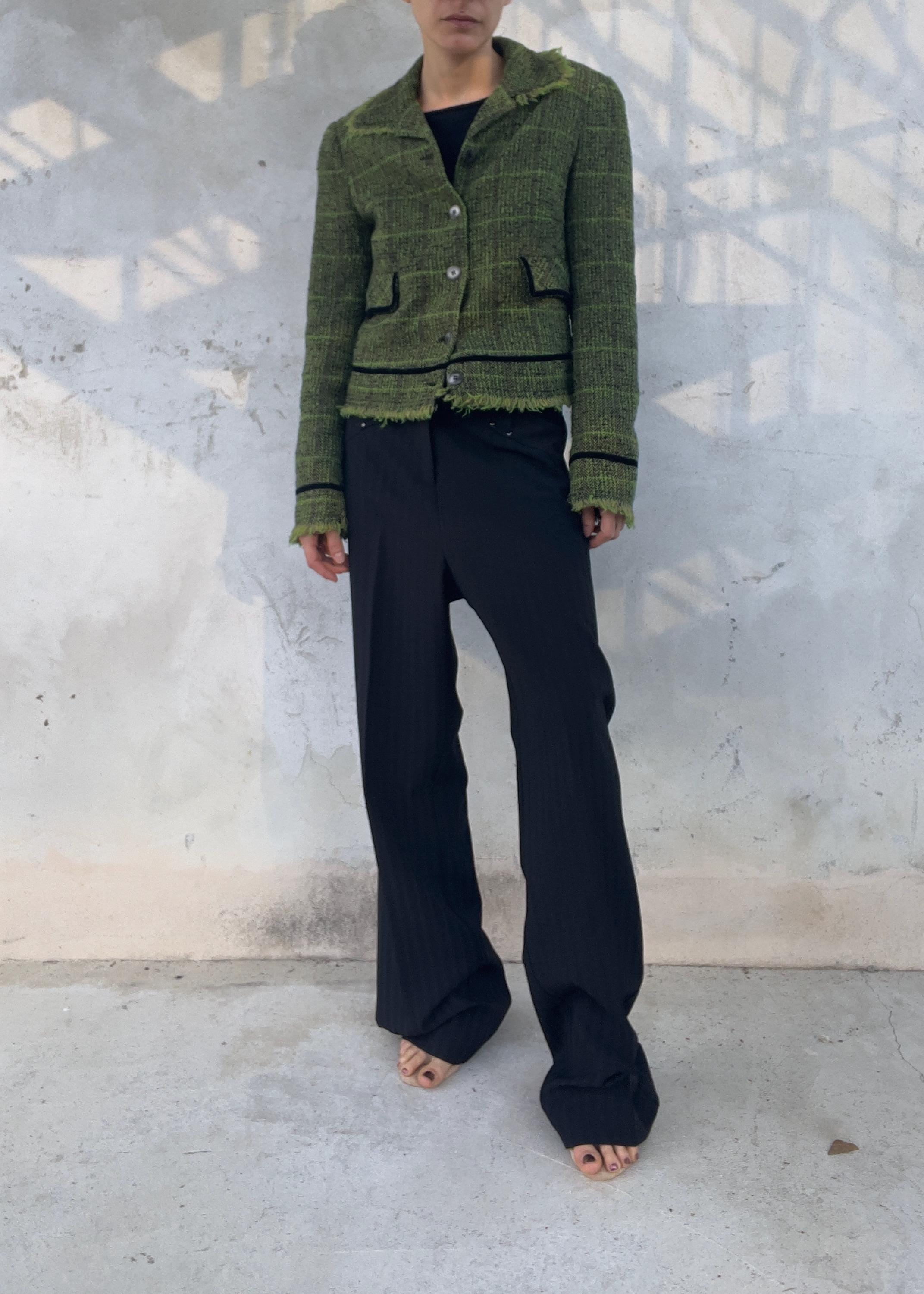 Pantaloni Gessati Vintage Y2K con Borchie Metalliche