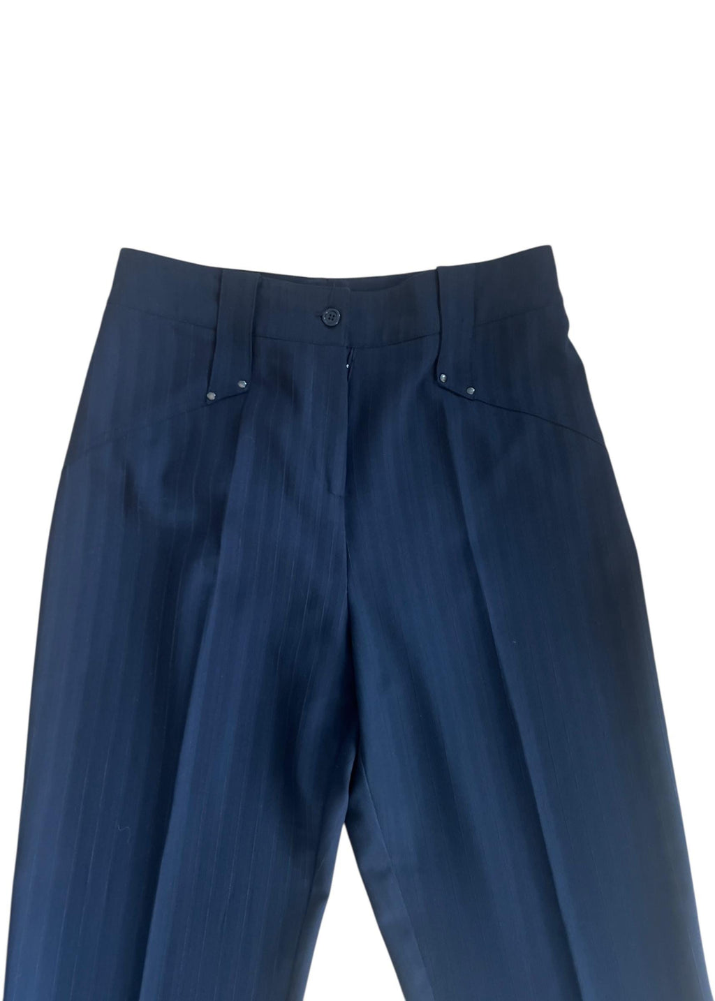 Pantaloni Gessati Vintage Y2K con Borchie Metalliche