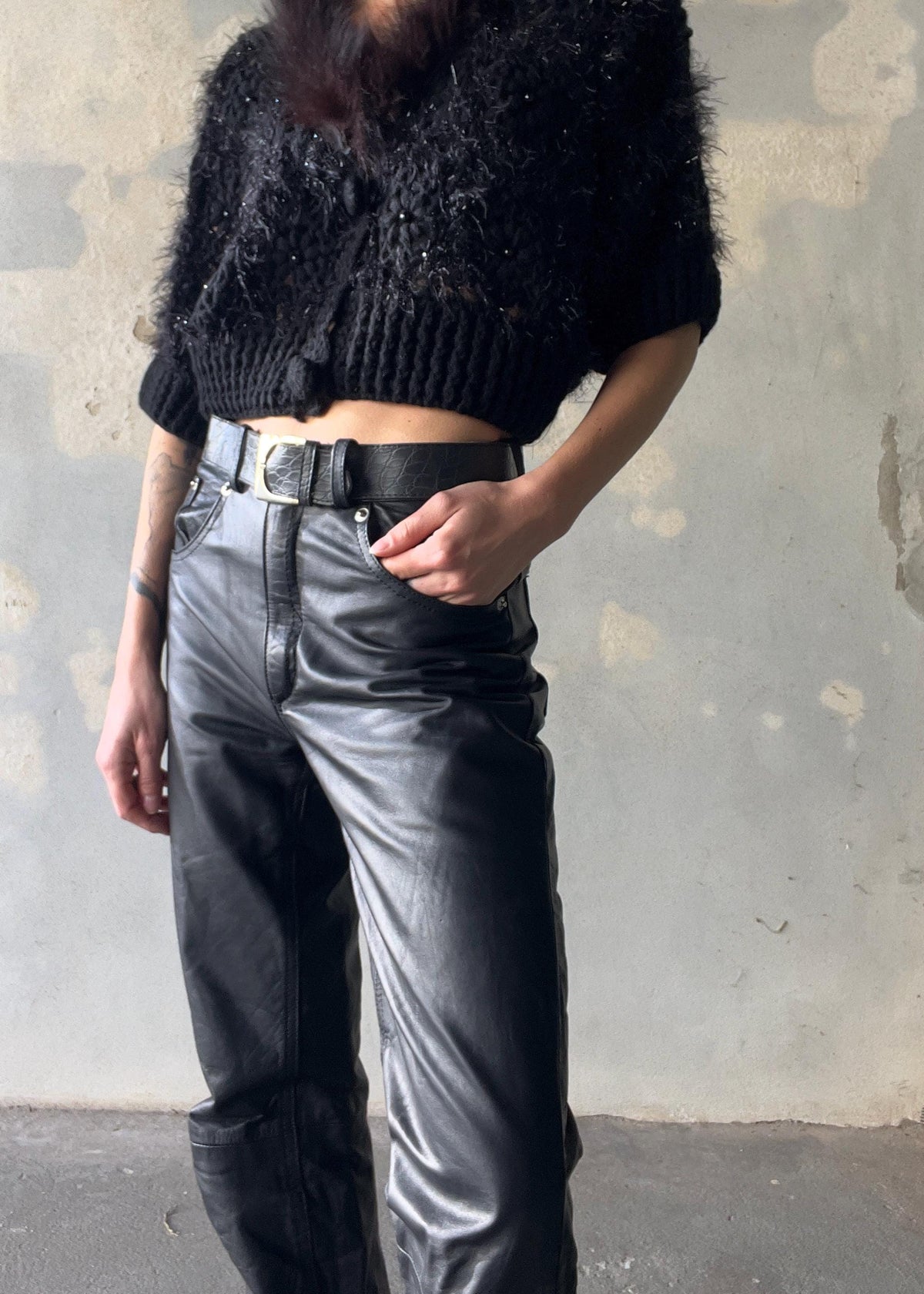 Bolero di maglia con collo pelliccia finta