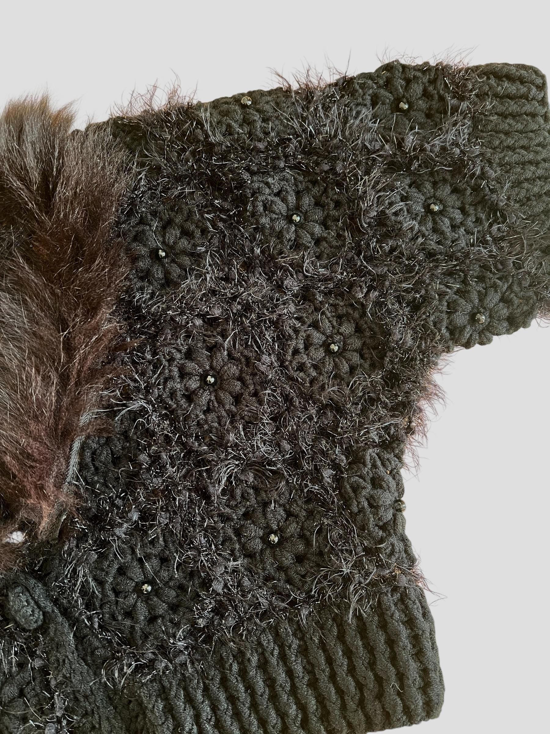 Bolero di maglia con collo pelliccia finta