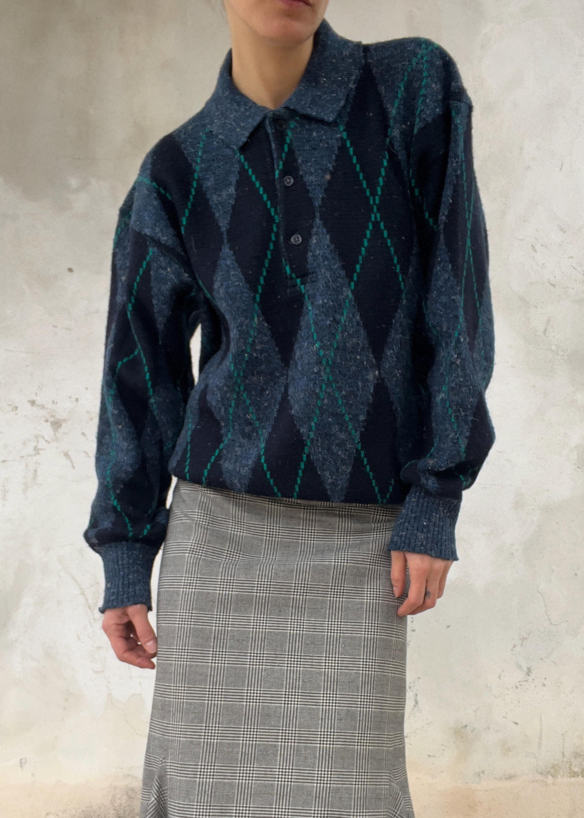 Jumper in lana con colletto polo