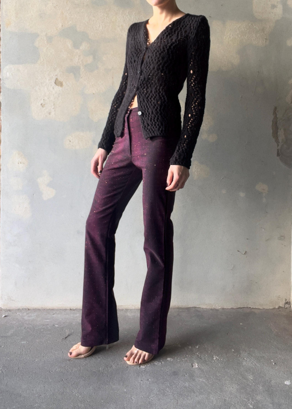 Pantaloni y2k viola con glitter