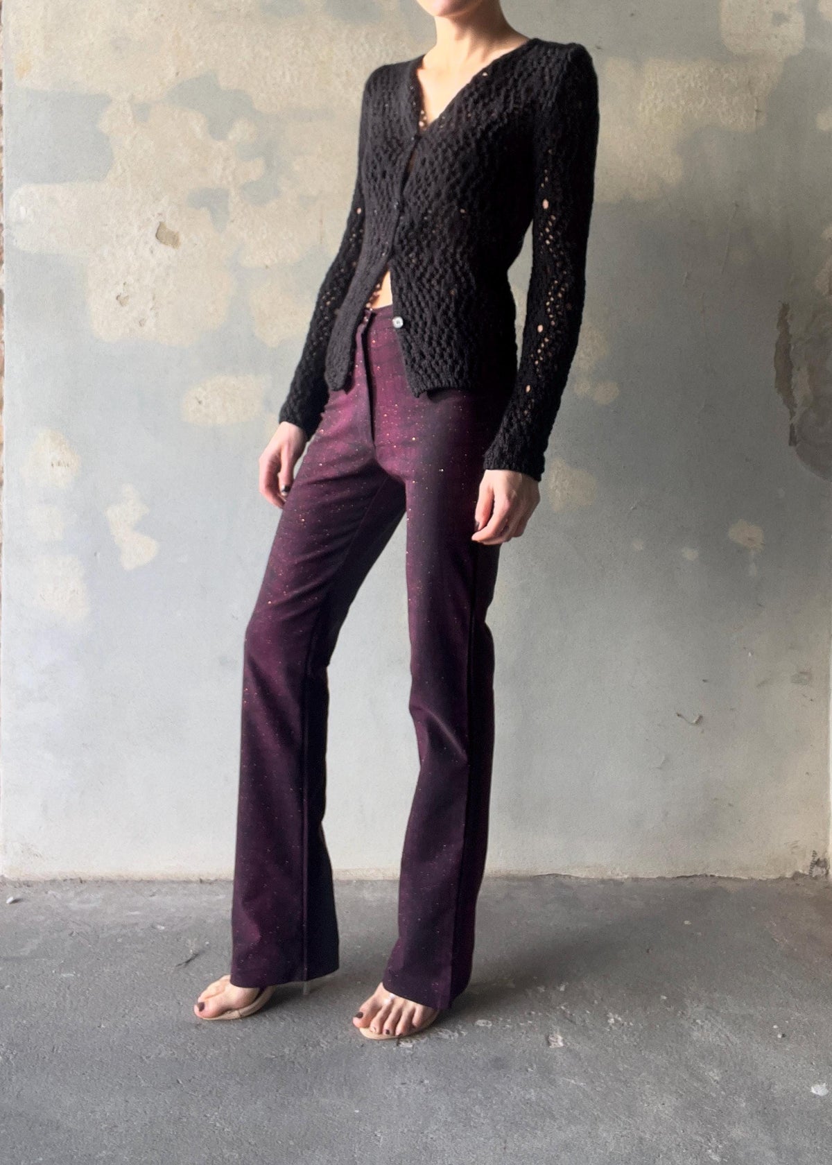 Pantaloni y2k viola con glitter