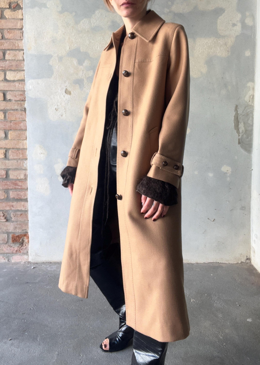 Cappotto vintage di lana caramello
