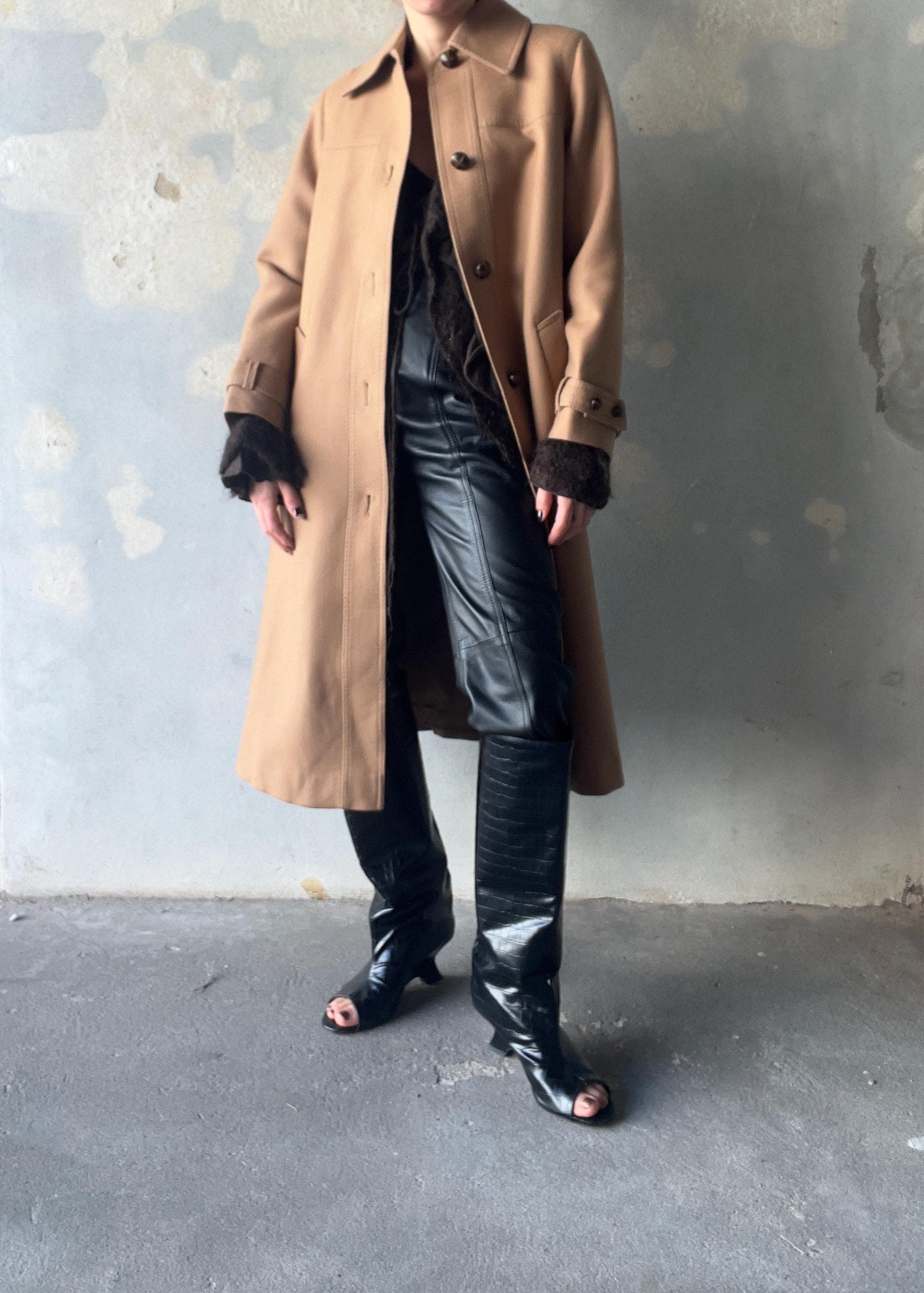 Cappotto vintage di lana caramello