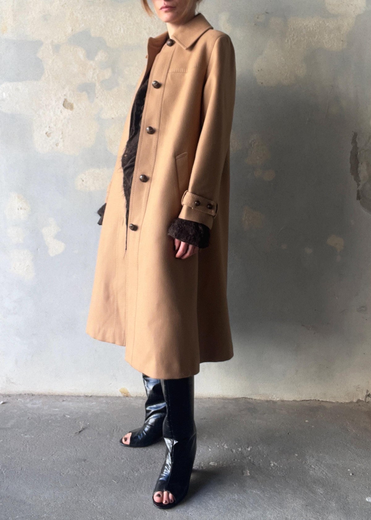 Cappotto vintage di lana caramello
