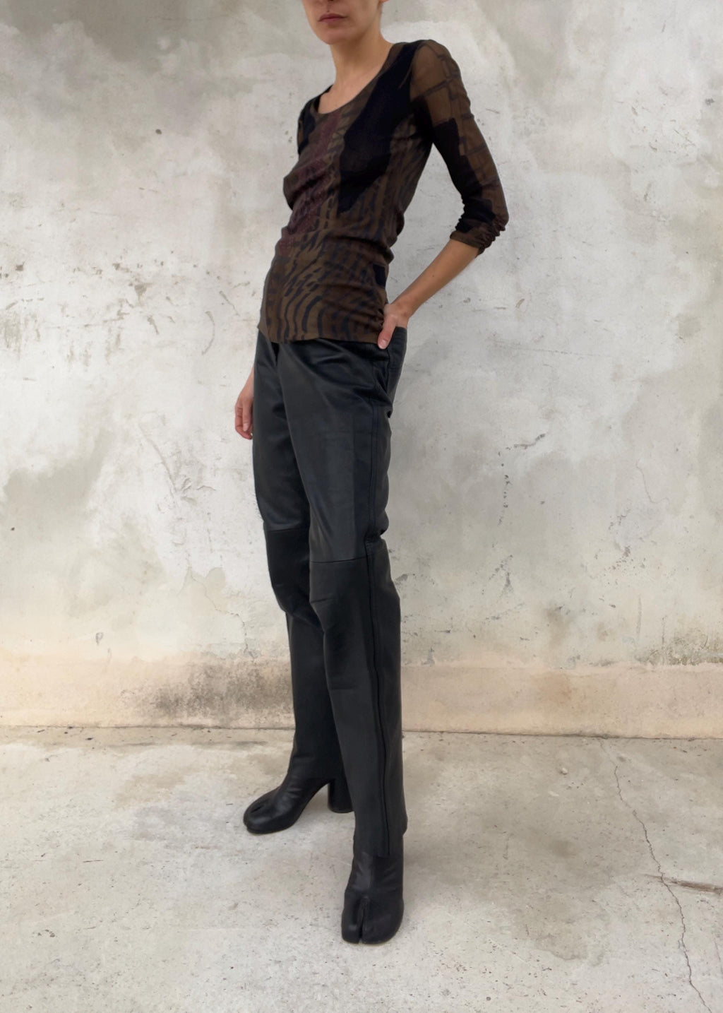 Pantaloni dritti in pelle vintage