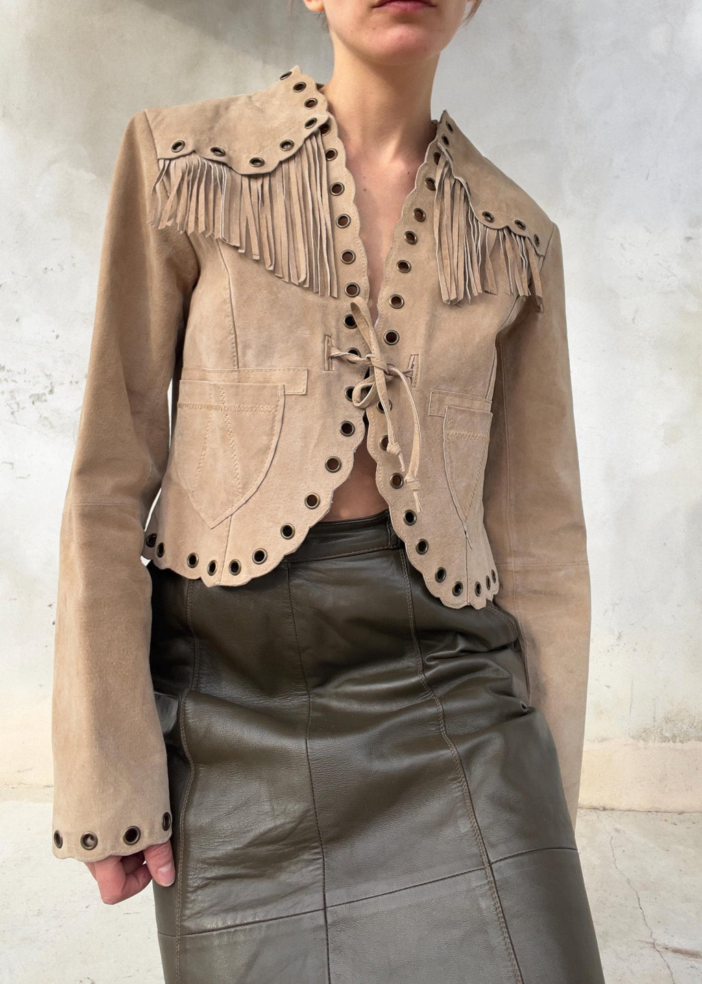 Gonna vintage in pelle color cioccolato