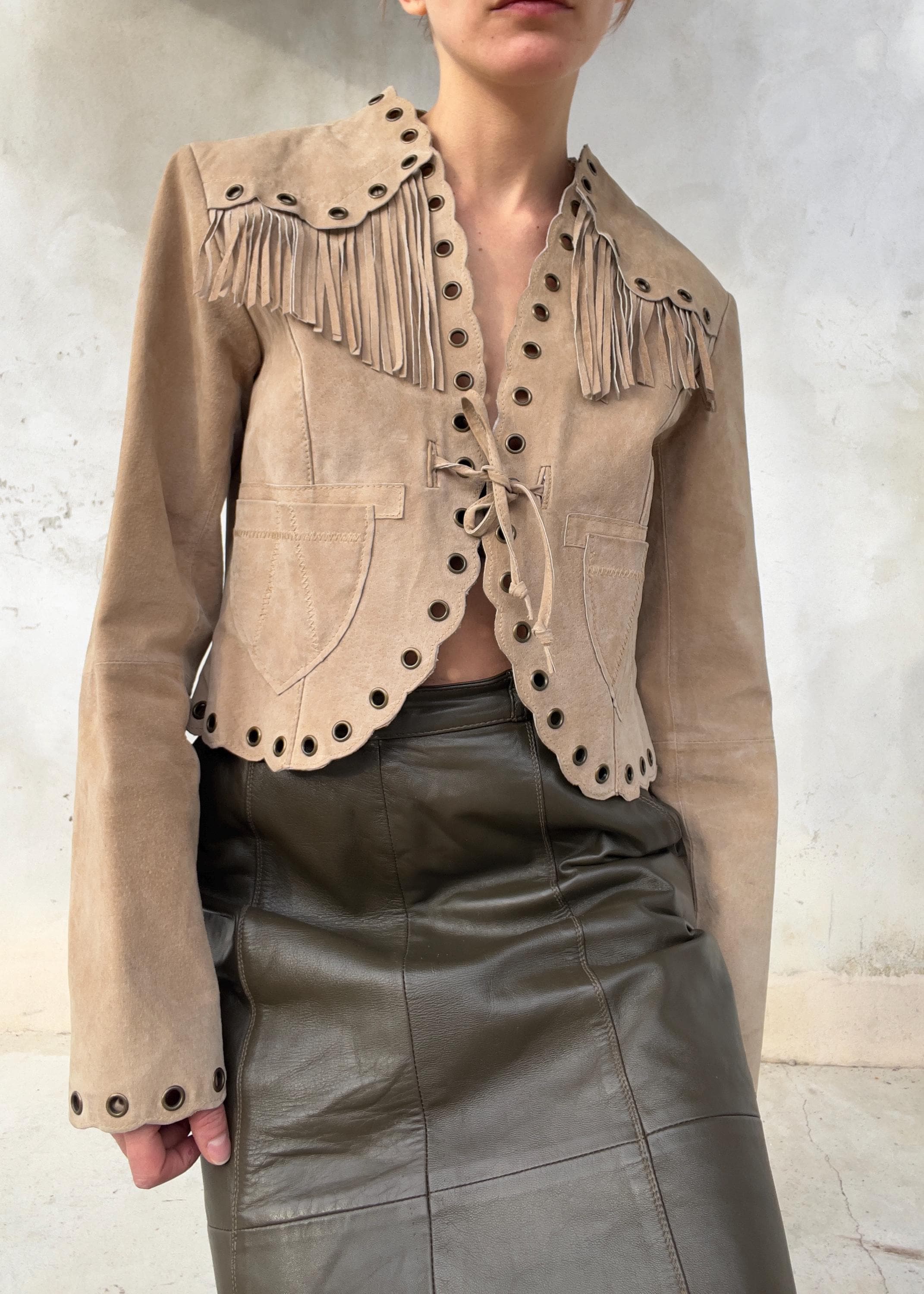 Gonna vintage in pelle color cioccolato