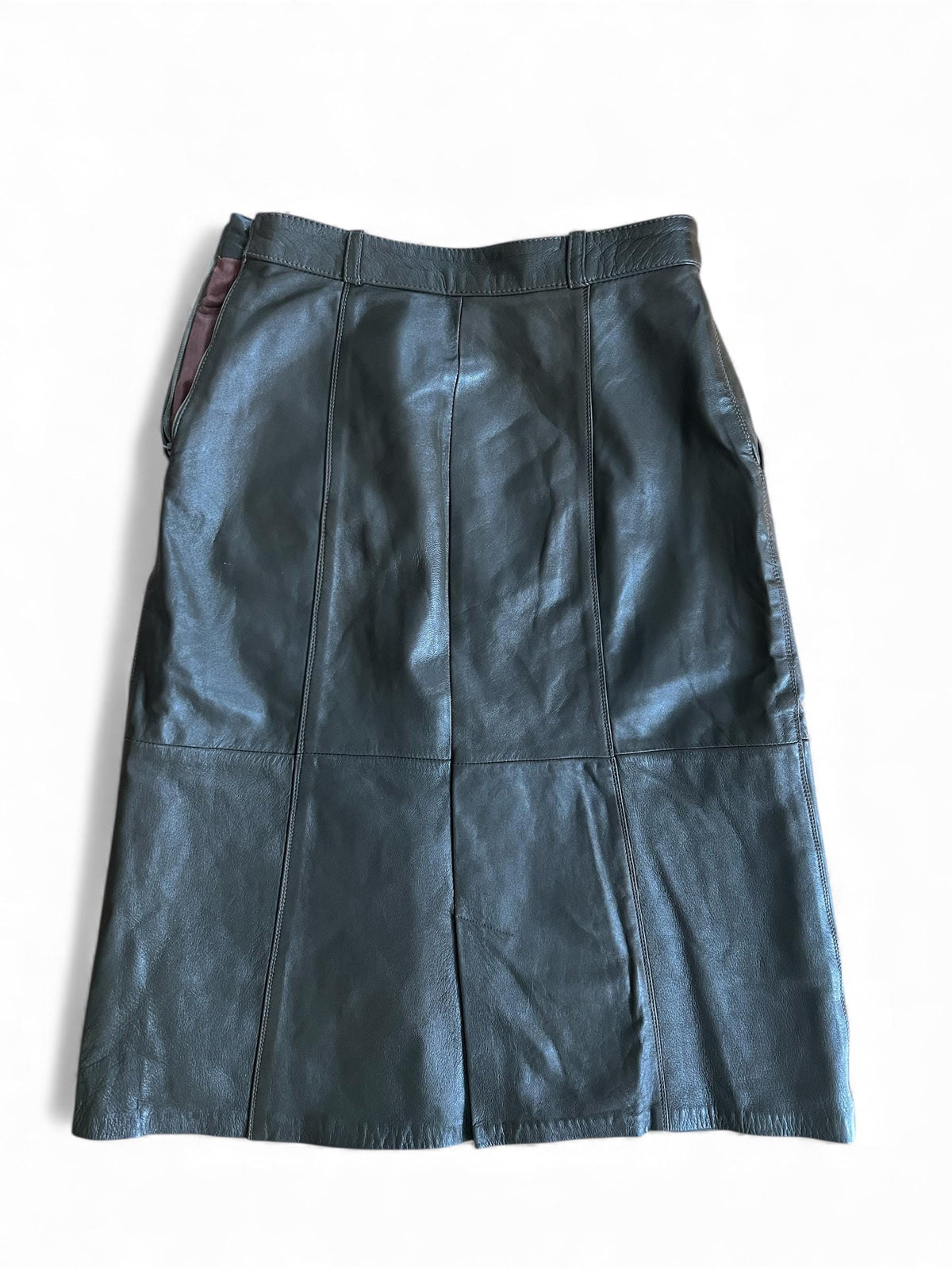 Gonna vintage in pelle color cioccolato