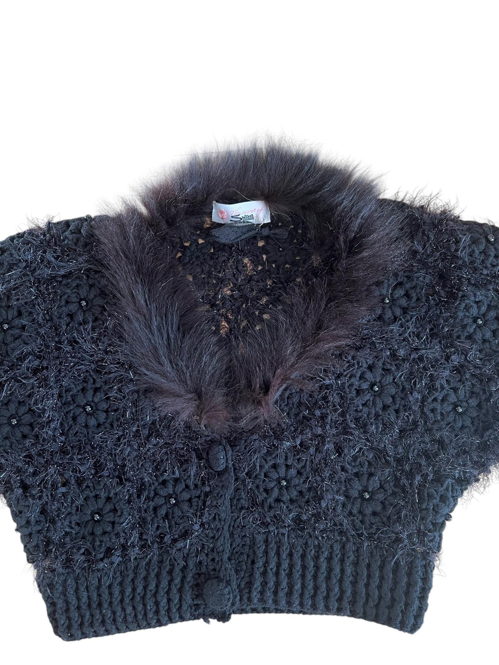 Bolero di maglia con collo pelliccia finta
