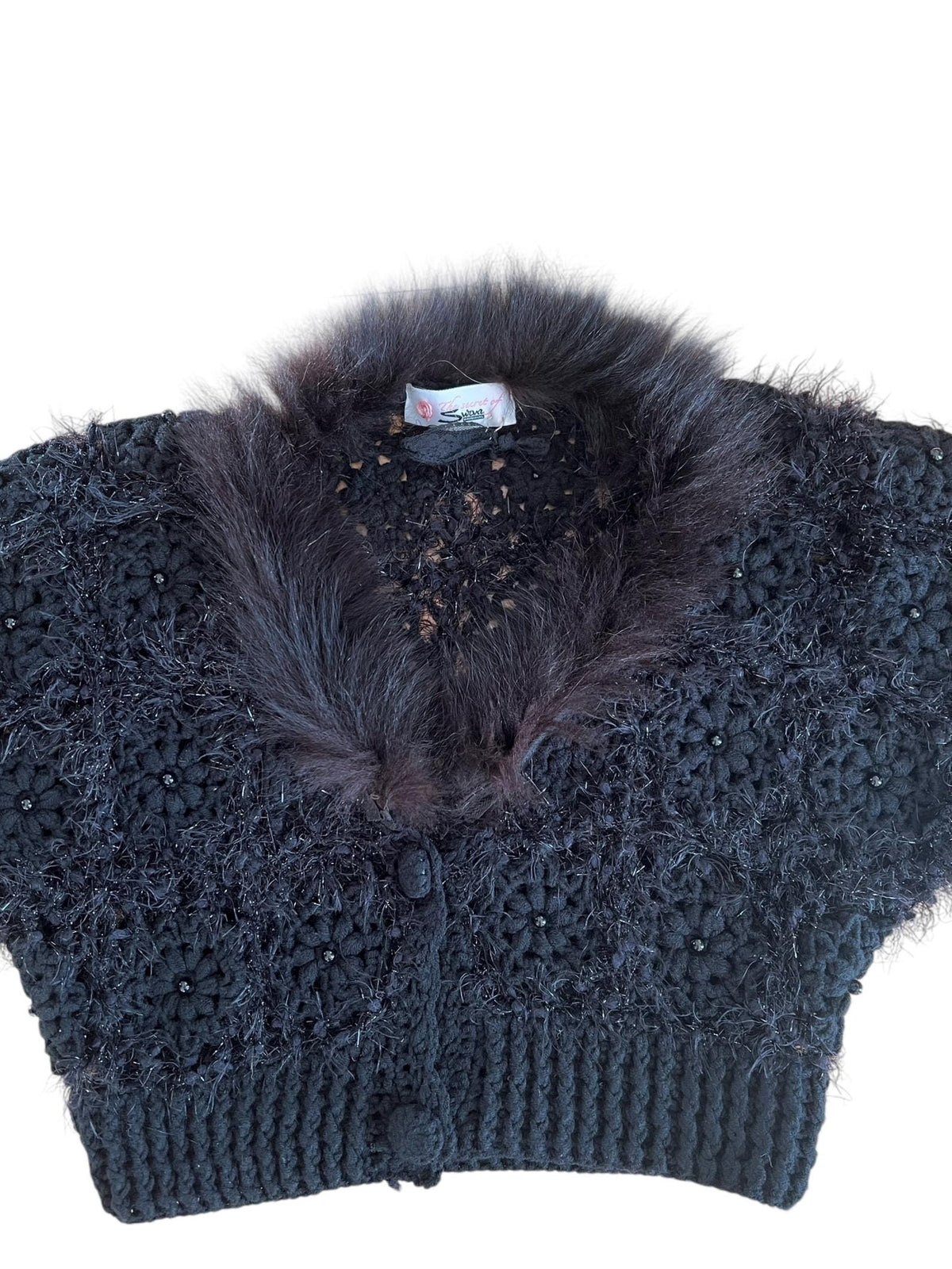 Bolero di maglia con collo pelliccia finta